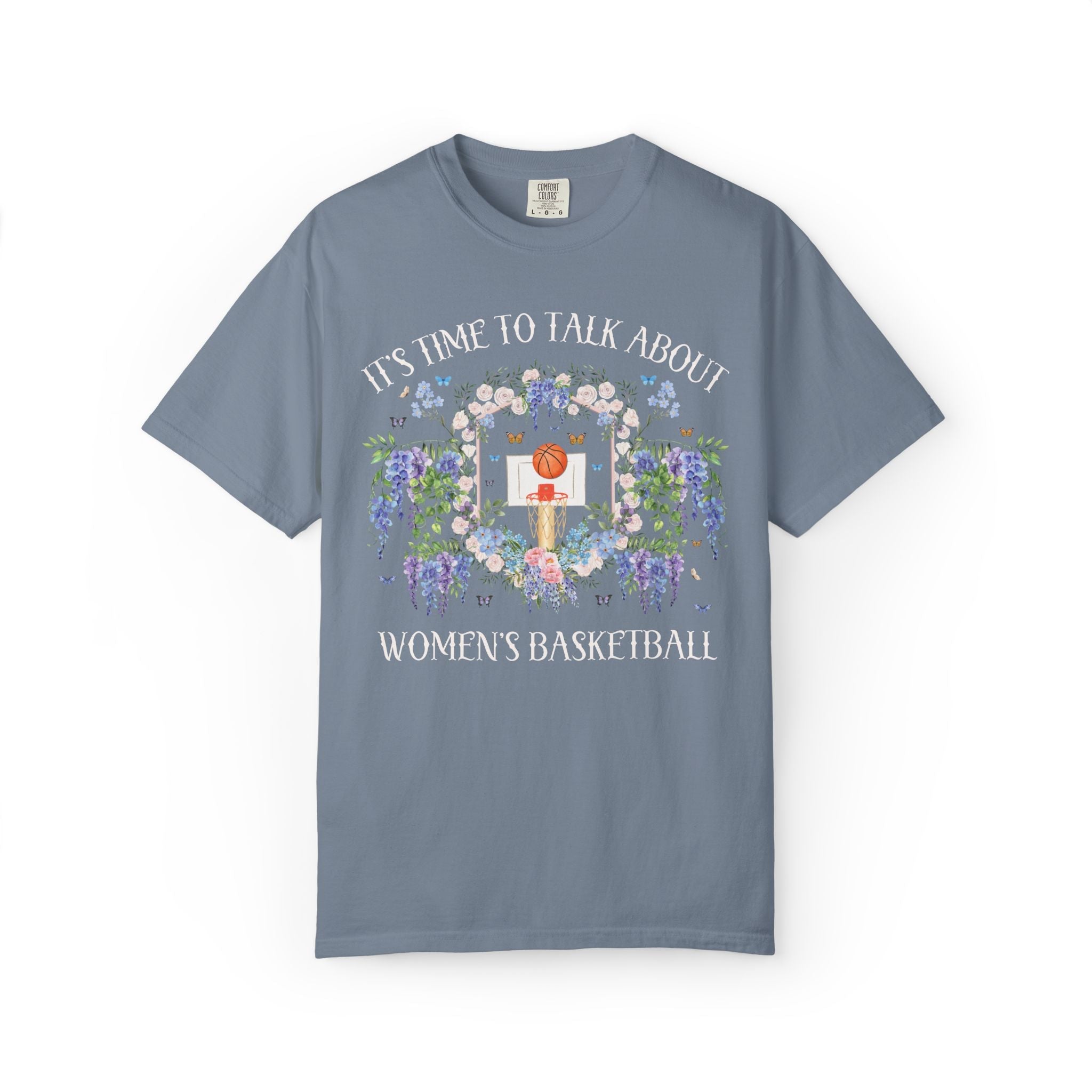 Funny Women's Basketball Player or Basketball Lover Shirt with Flowers: It's Time to Talk About Women's Basketball or Sports Played by Women - Opal and June