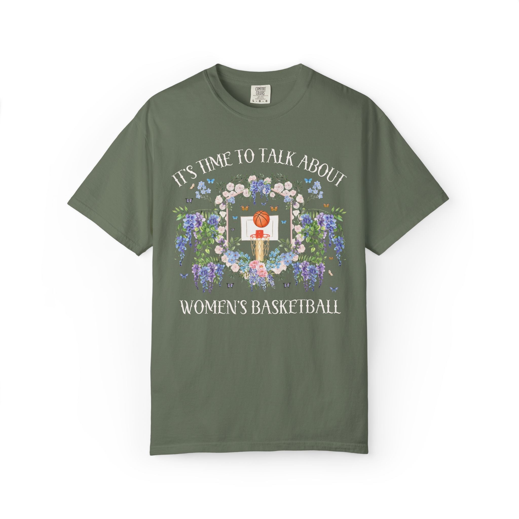 Funny Women's Basketball Player or Basketball Lover Shirt with Flowers: It's Time to Talk About Women's Basketball or Sports Played by Women - Opal and June