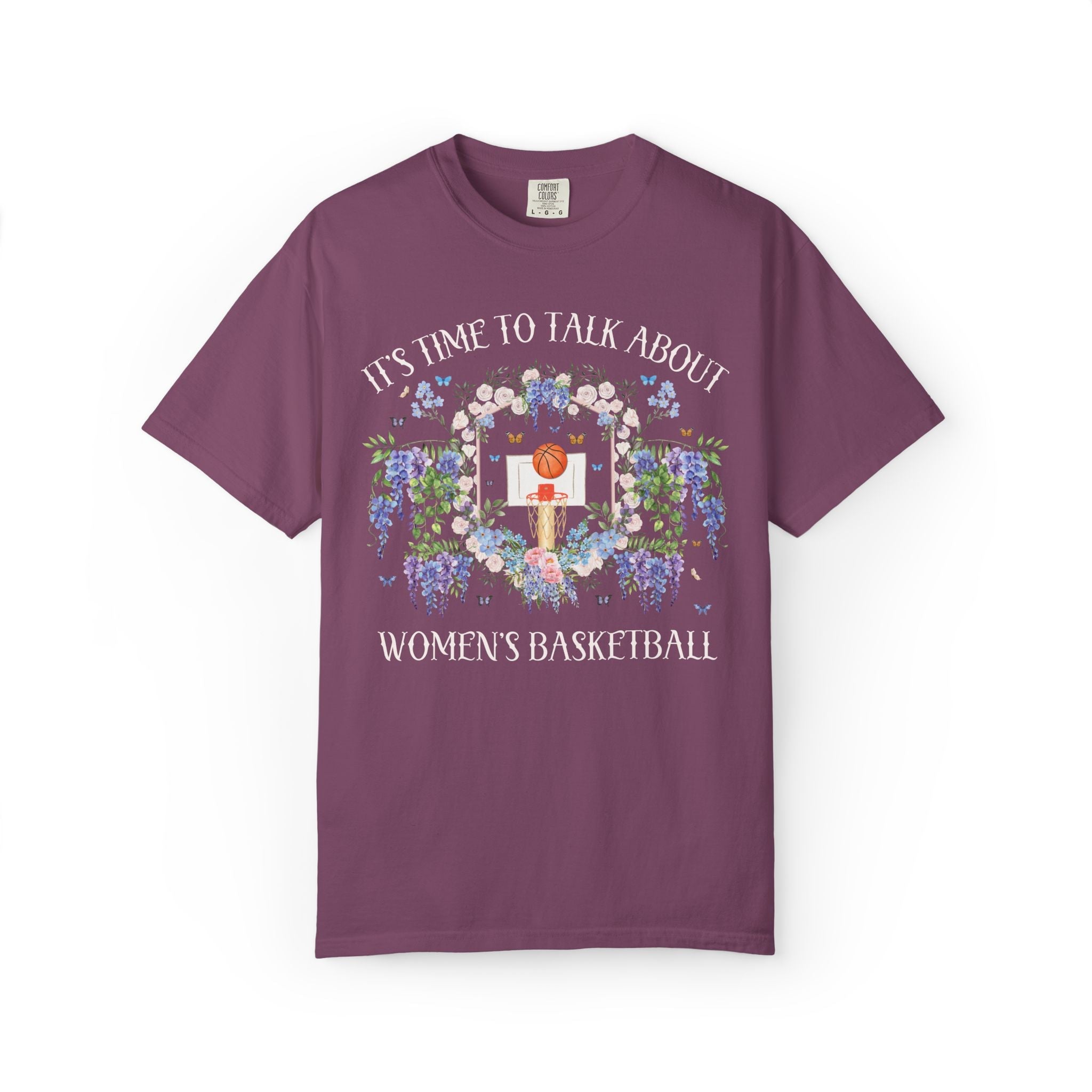 Funny Women's Basketball Player or Basketball Lover Shirt with Flowers: It's Time to Talk About Women's Basketball or Sports Played by Women - Opal and June
