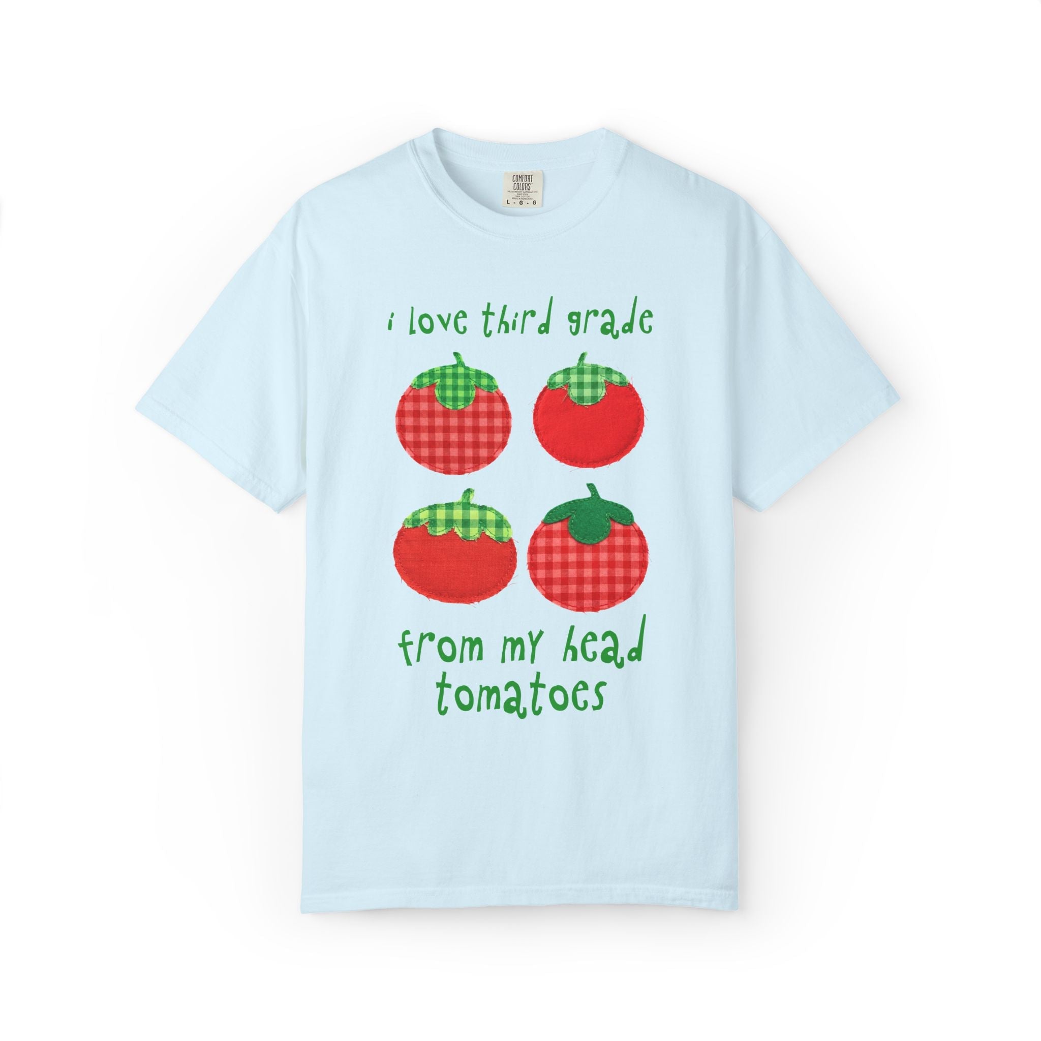 Gardening Third Grade Teacher Tee Shirt: I Love Third Grade from My Head Tomatoes, Cute Vegetable Gardener, Tomato Lover, Back to School - Opal and June