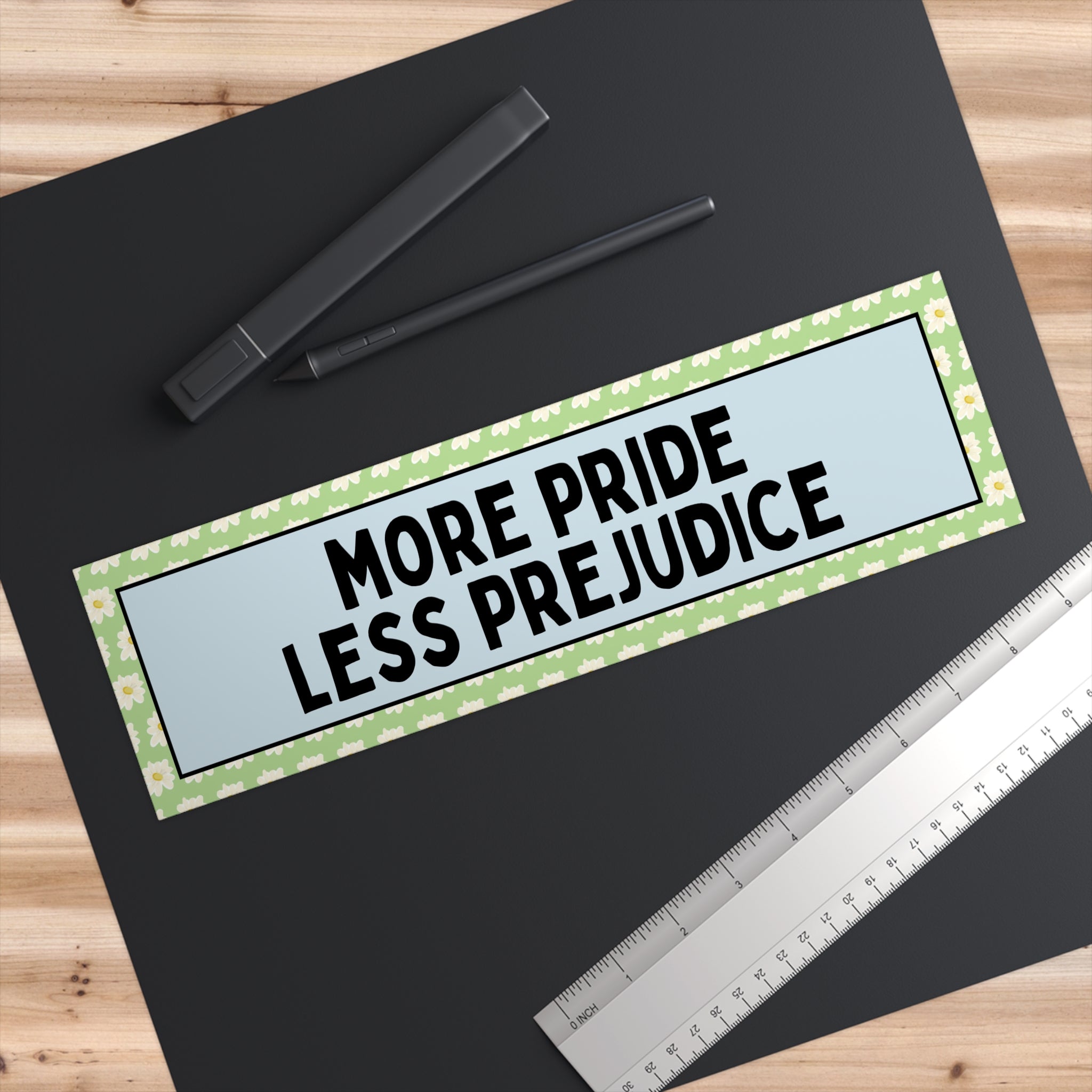 Gay Rights Pride and Prejudice Floral Bumper Sticker for Reader Who Loves Jane Austen and Equal Rights, Small Birthday Gift for New Driver - Opal and June