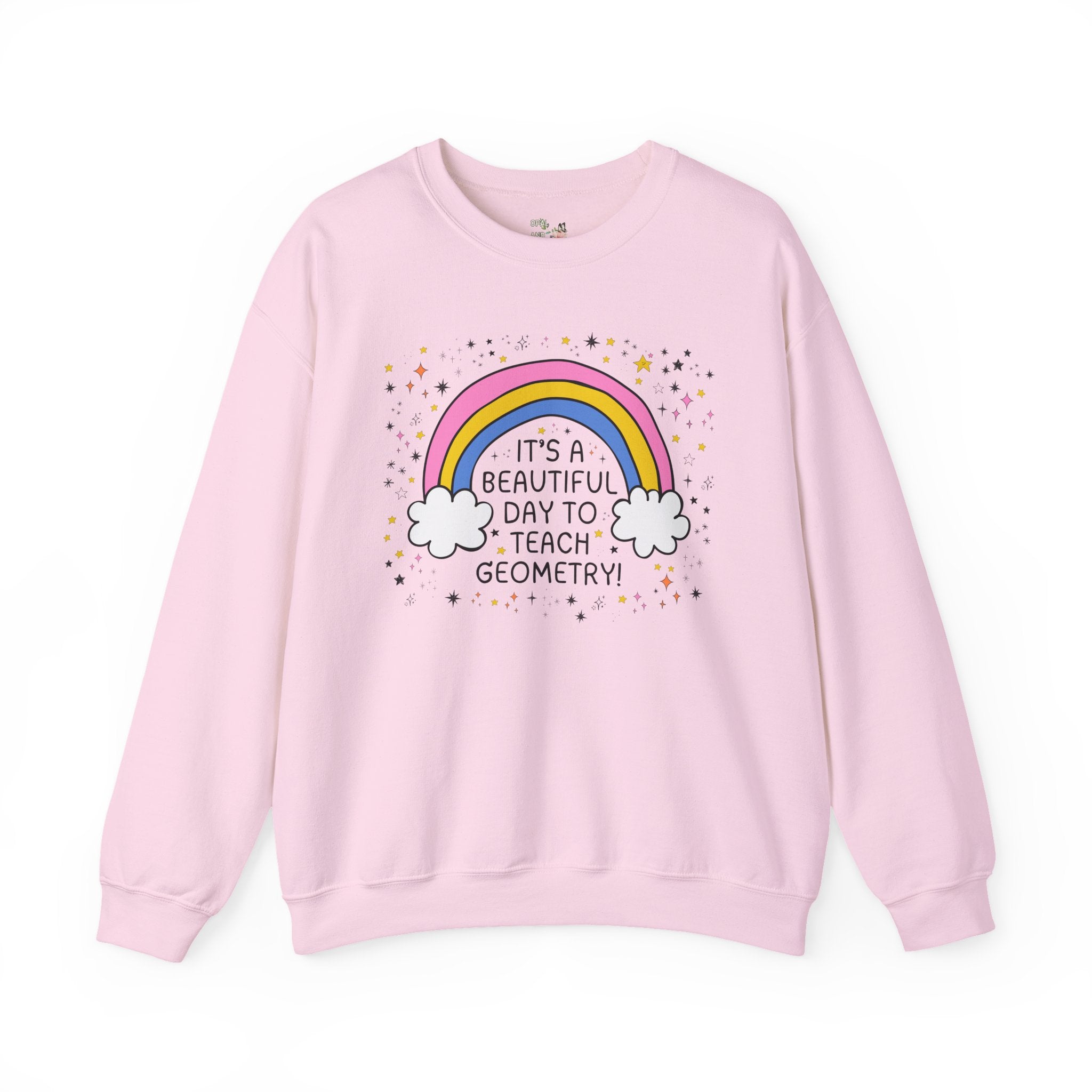 Geometry Teacher Sweatshirt with Stars, High School Philosophy Teacher Gift, Matching Teacher Shirt with Rainbow, Math Back to School Shirt - Opal and June