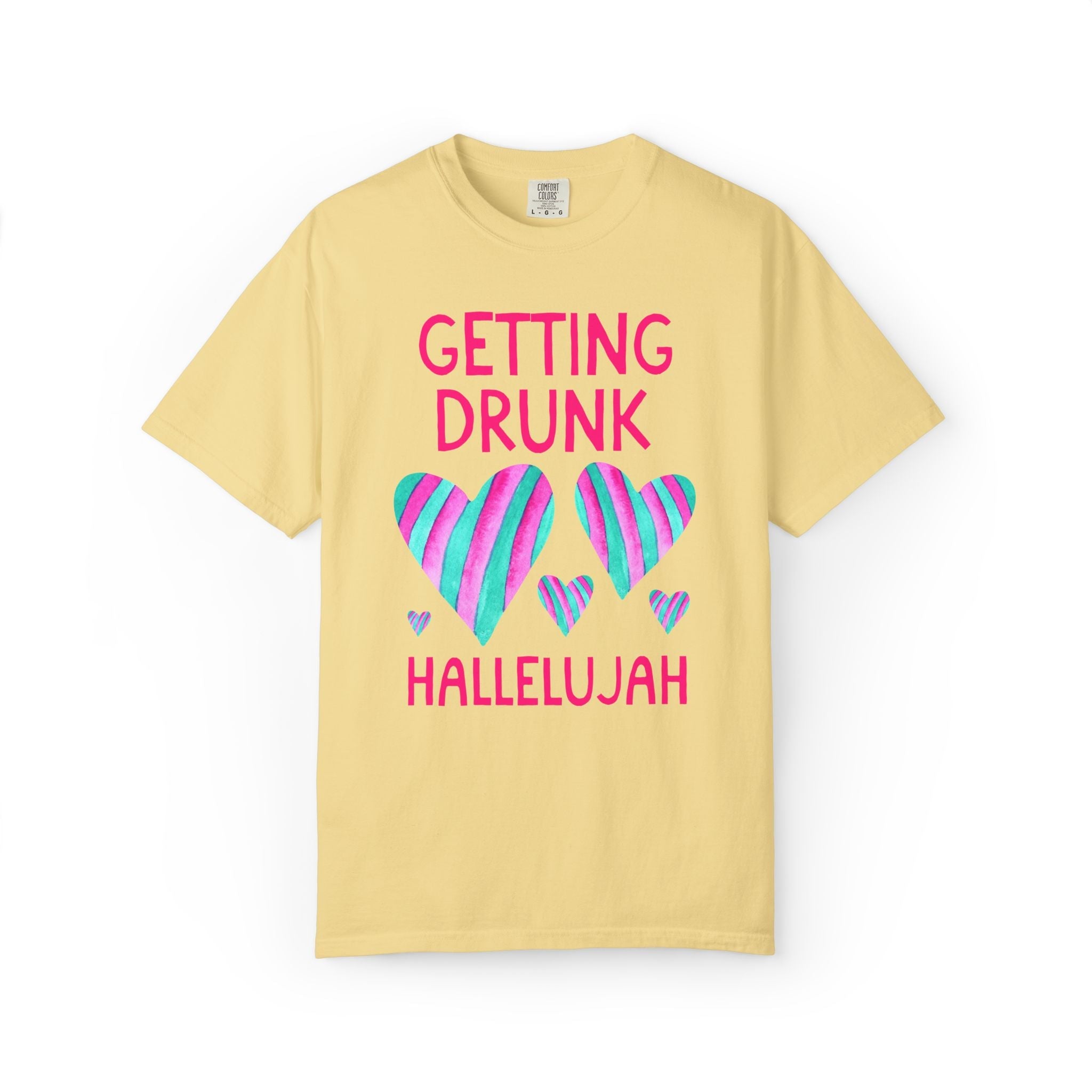 Getting Hitched and Getting Drunk Hallelujah Bachelorette Party T-Shirt, Funny Dopamine Maximalist Bridal Party Tee, Cute Kitcshy Wedding - Opal and June