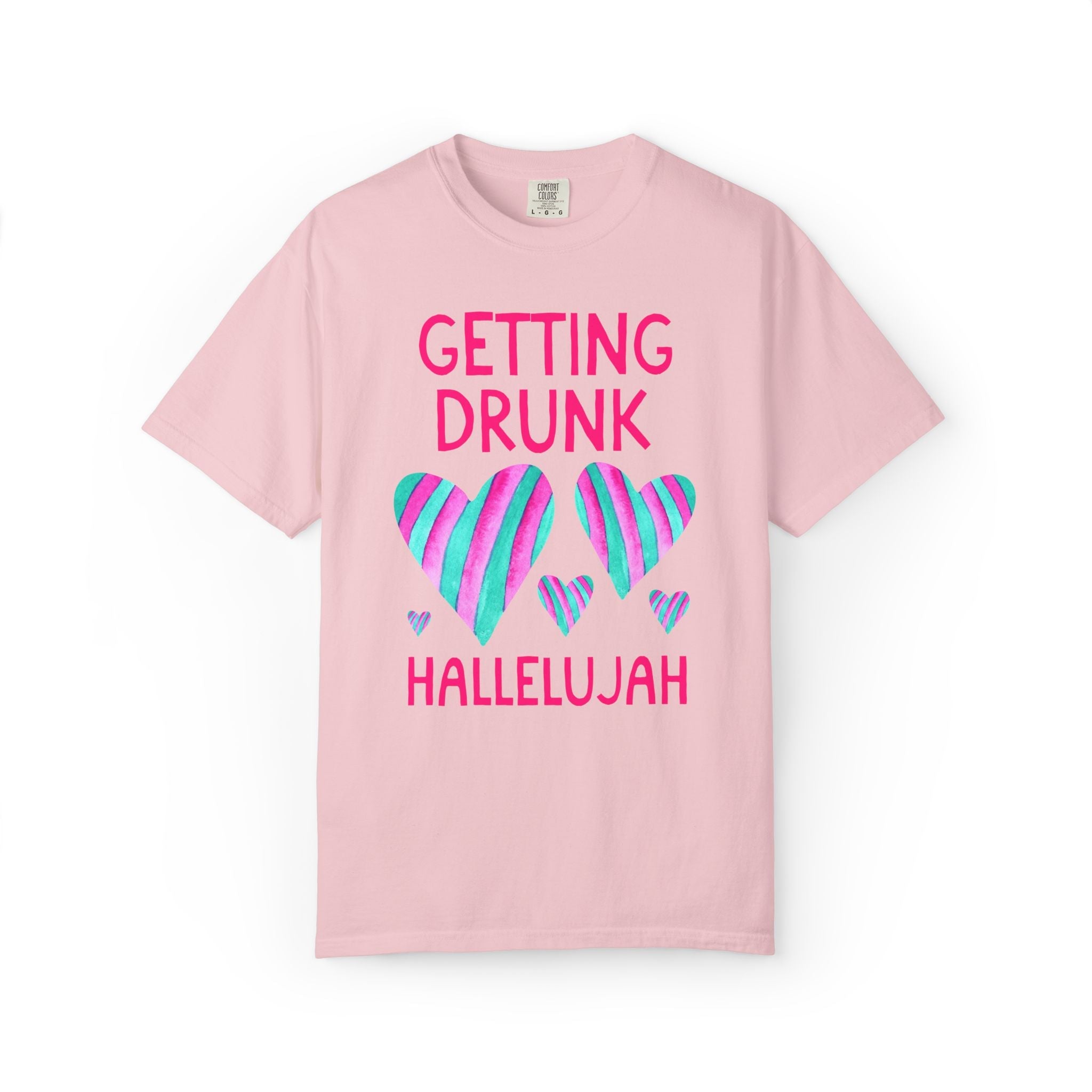 Getting Hitched and Getting Drunk Hallelujah Bachelorette Party T-Shirt, Funny Dopamine Maximalist Bridal Party Tee, Cute Kitcshy Wedding - Opal and June