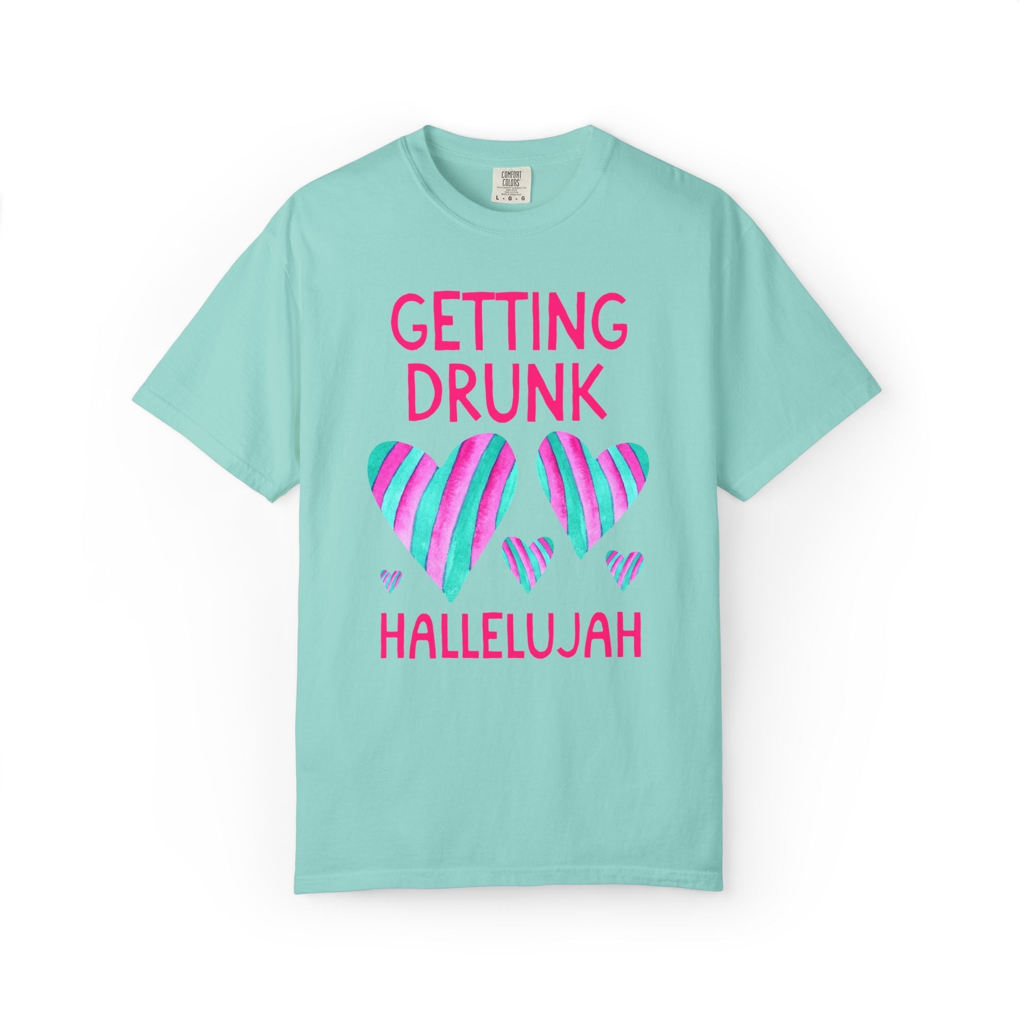 Getting Hitched and Getting Drunk Hallelujah Bachelorette Party T-Shirt, Funny Dopamine Maximalist Bridal Party Tee, Cute Kitcshy Wedding - Opal and June