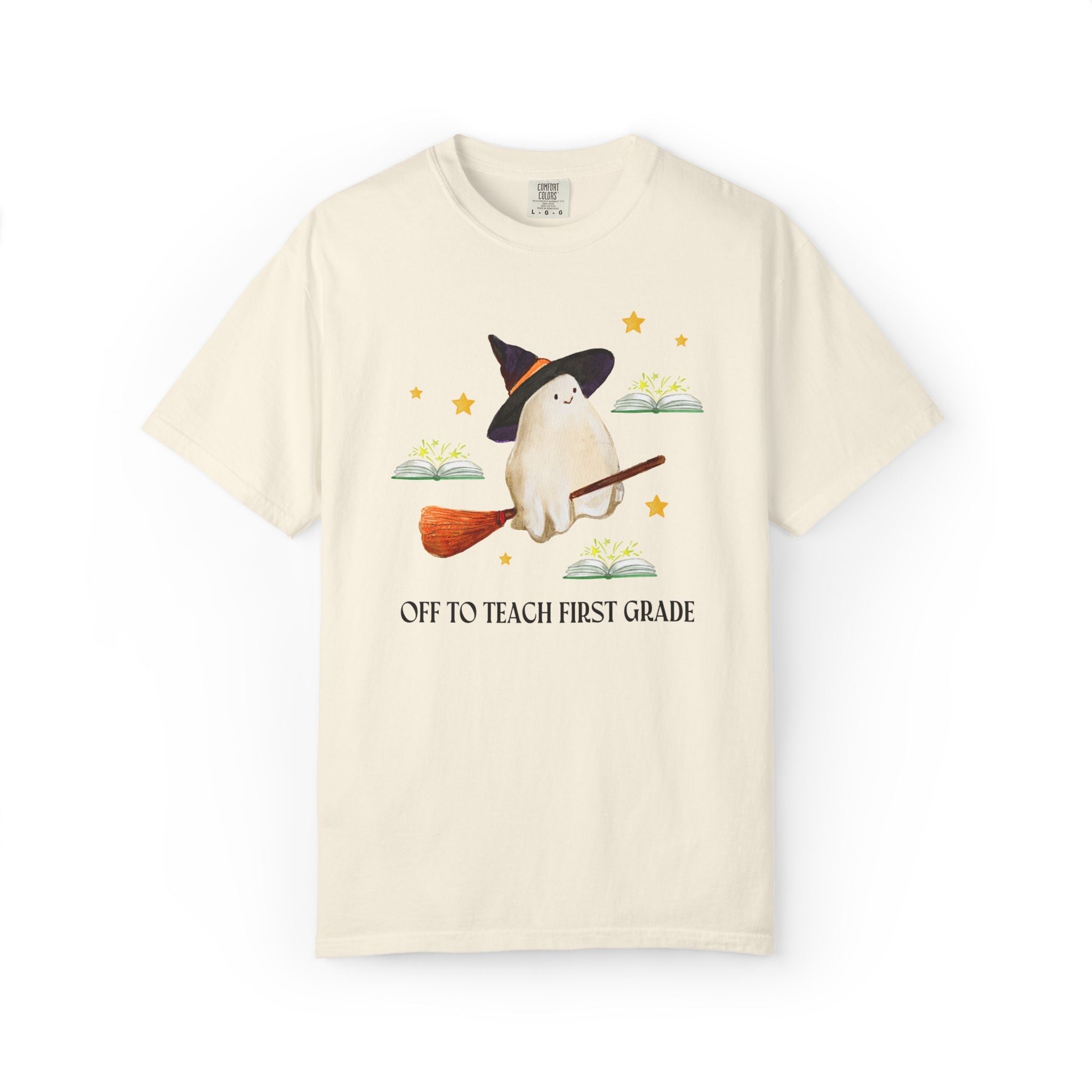 Ghost Halloween Teacher T-Shirt: Off to Teach (Grade or Subject) - Opal and June
