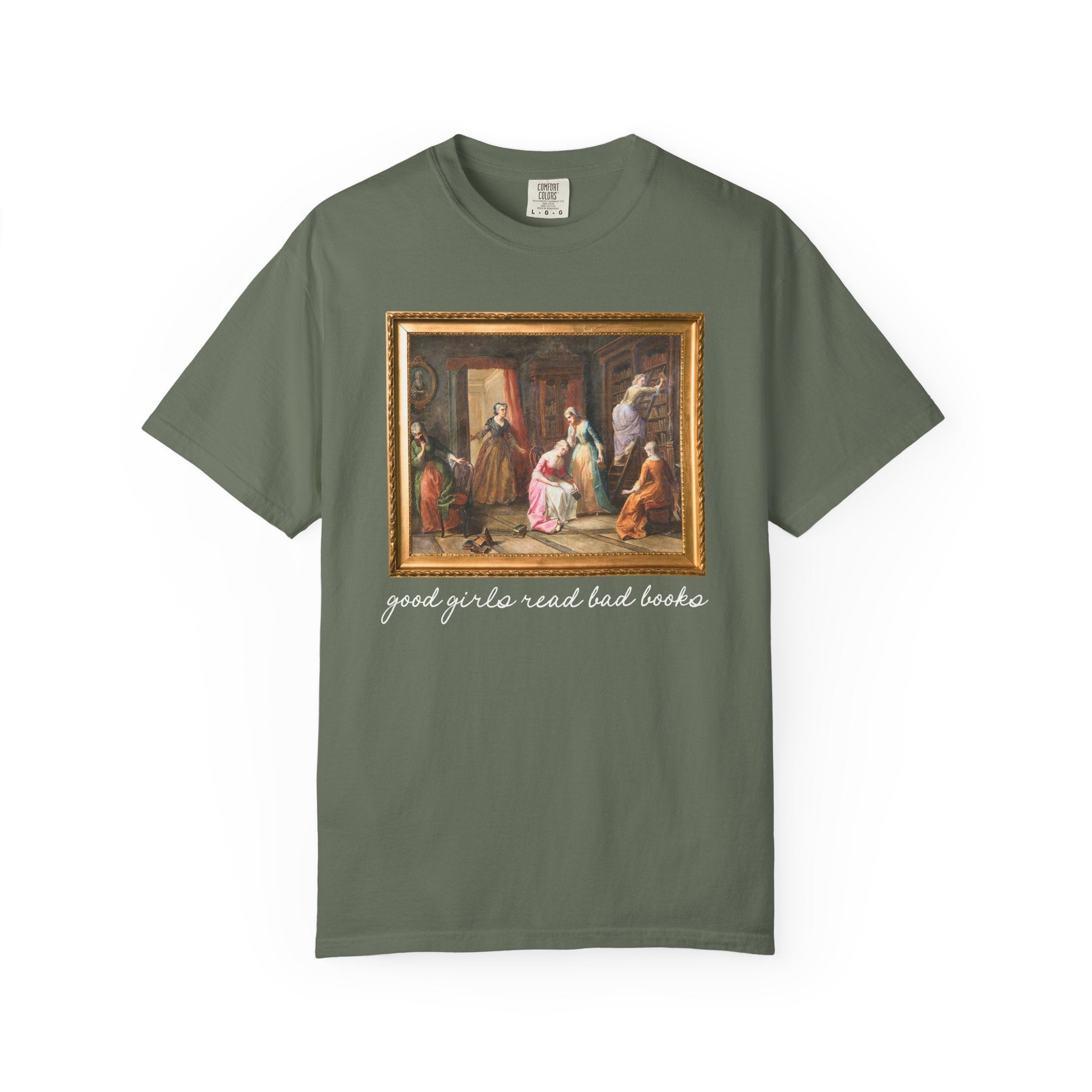 Good Girls Read Bad Books: Funny Art History Bookish Tee Shirt for Book Lover or Romance Reader, Silly Romantasy Bookworm Gift for Librarian - Opal and June