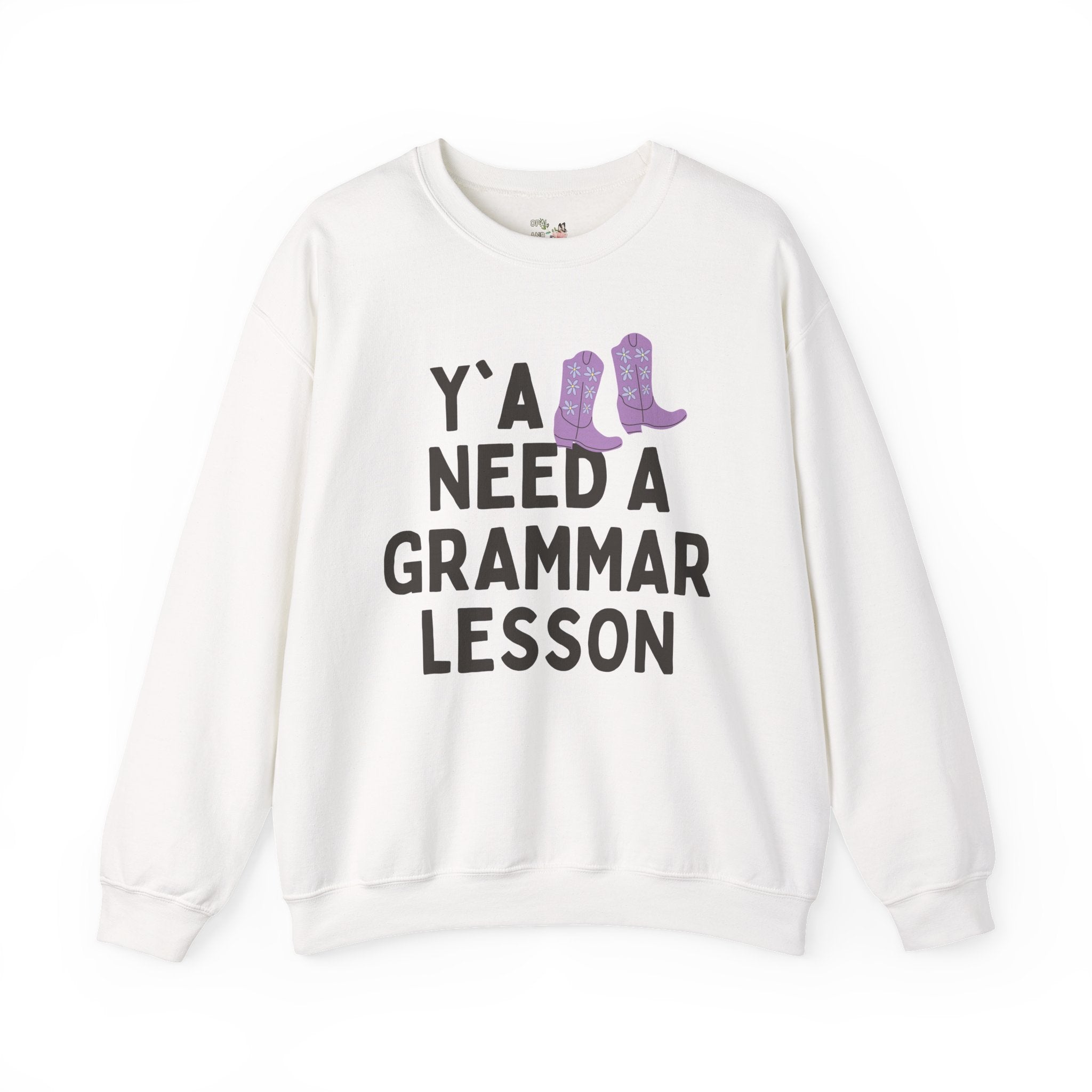 Grammar Teacher Sweatshirt, Funny Saying and Western Aesthetic: Y'all Need a Grammar Lesson, Silly ELA English Language Arts Teacher Shirt - Opal and June