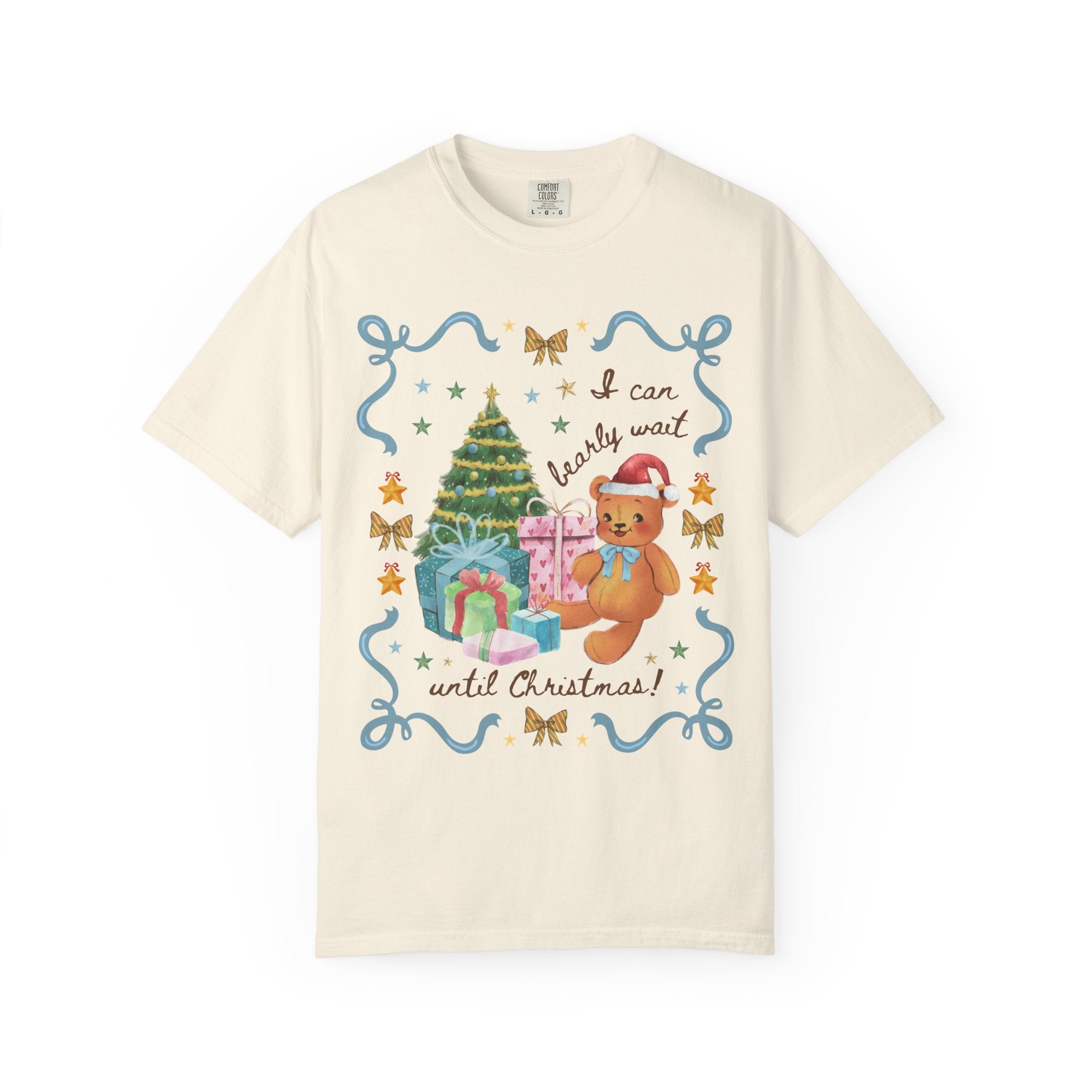 Grandmacore Christmas T-Shirt with Cottagecore Bear - Opal and June