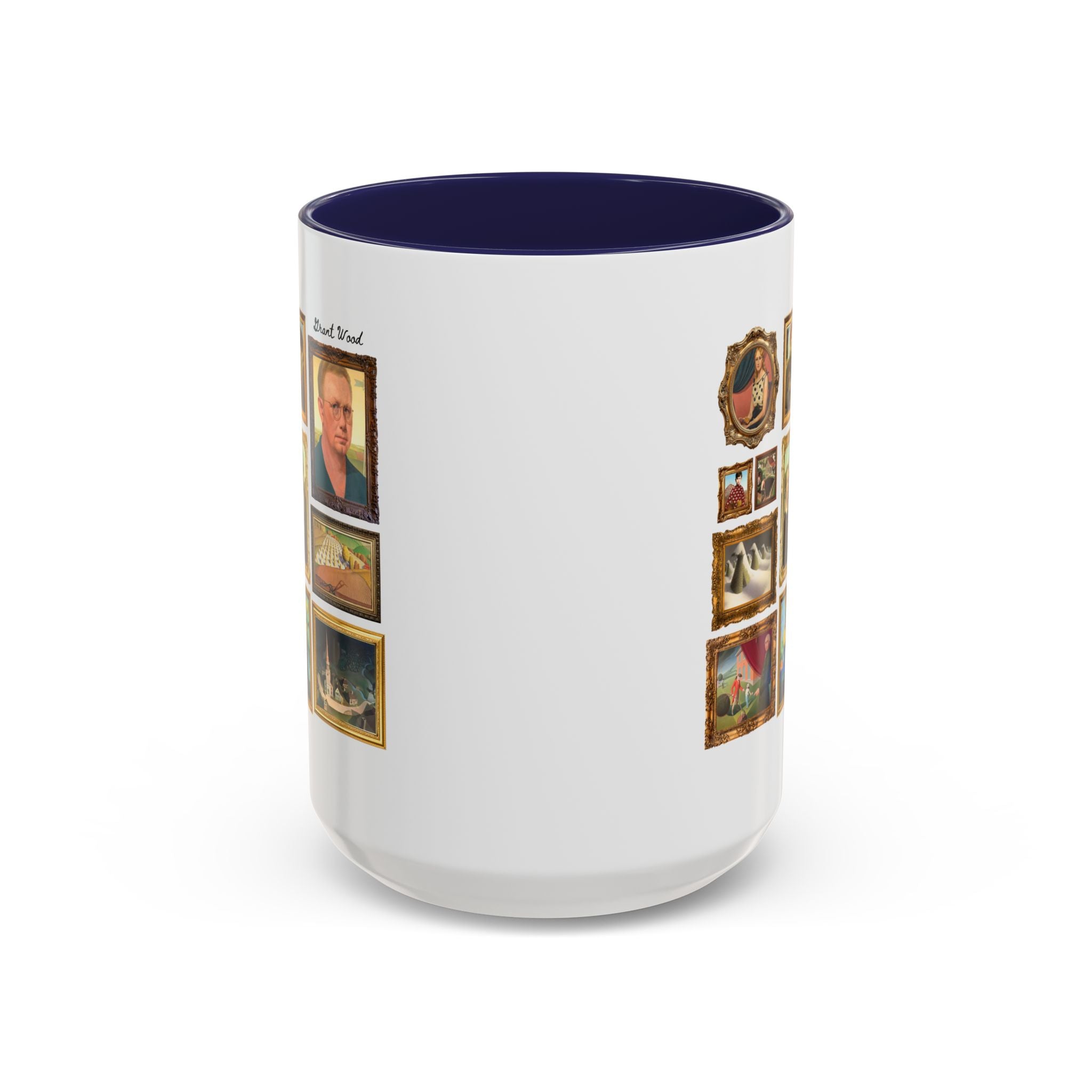 Grant Wood Art History Coffee Mug with Famous Paintings Including American Gothic, The Midnight Ride of Paul Revere, Regionalism 1900s Art - Opal and June
