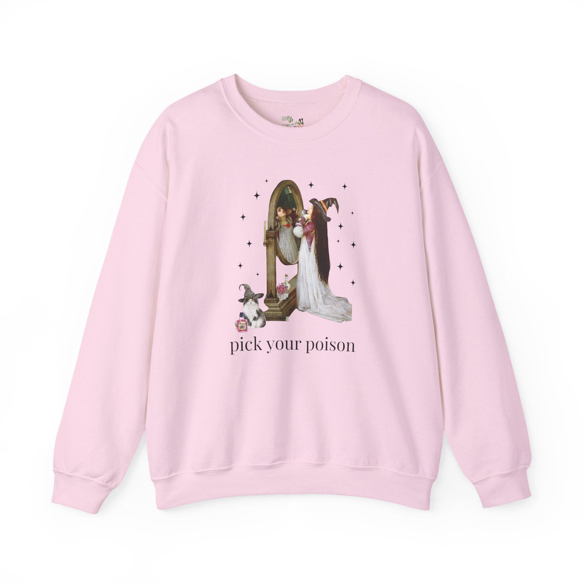 Halloween Art History Sweatshirt: Pick Your Poison | Spooky Art History Buff Crewneck, Famous Painting by John William Waterhouse, Cat Lover - Opal and June