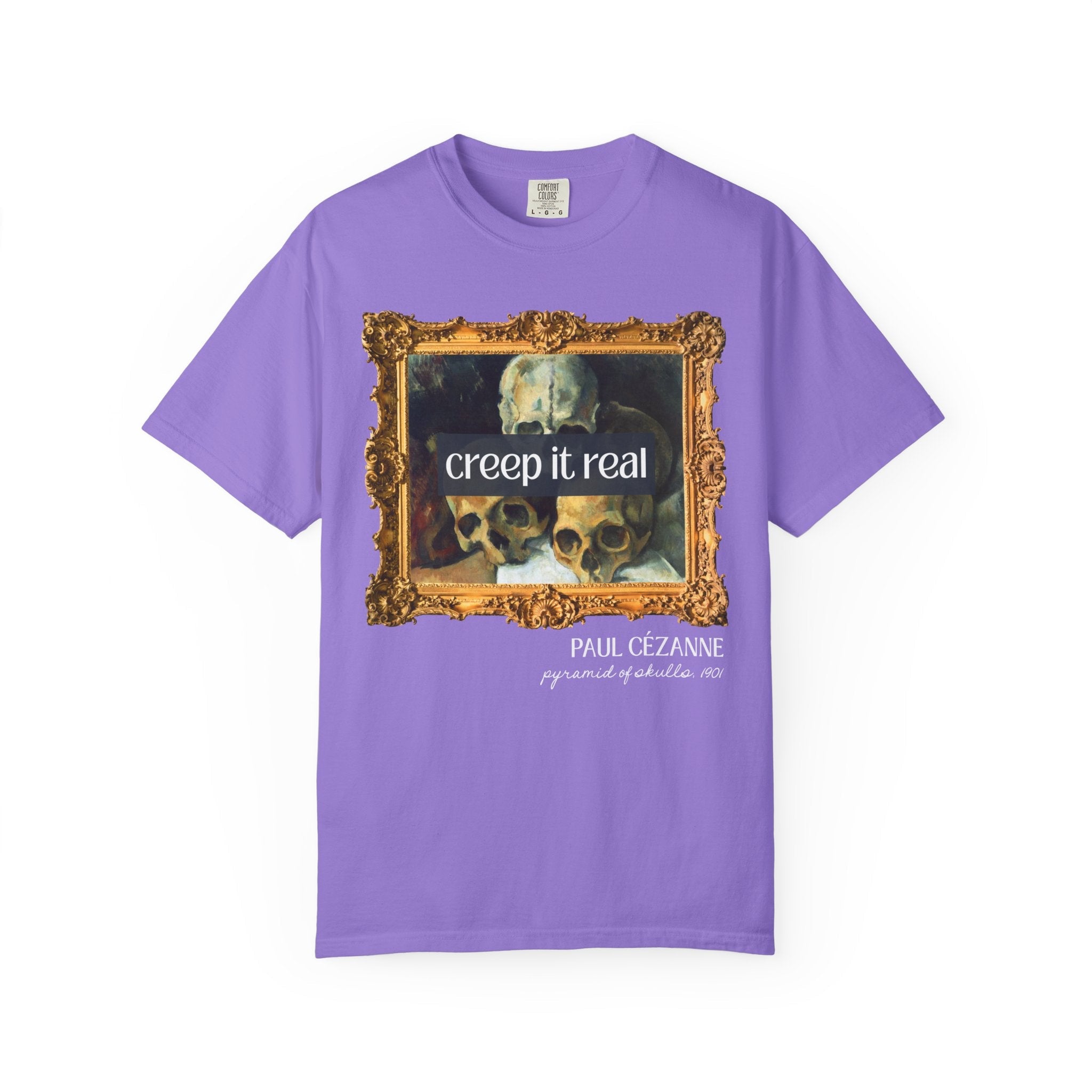 Halloween Art History Tee Shirt: Creep it Real, Pyramid of Skulls by Paul Cezanne, Famous Paintings, 19th Century Post Impressionist Artist - Opal and June