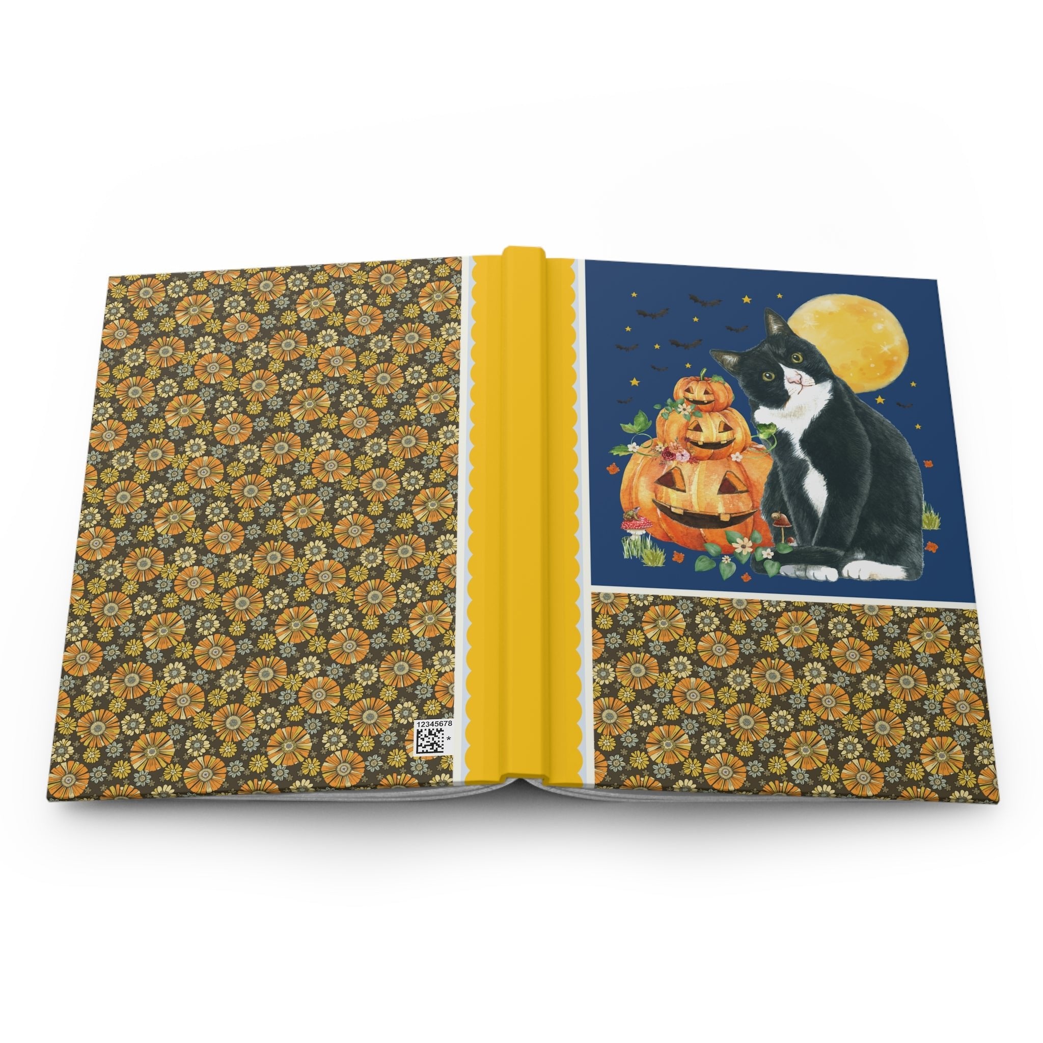 Halloween Cat Lover Notebook with Pumpkins and Bats: 90s Aesthetic Goblincore Cat Mom or Cat Dad Journal for Spooky Season, Animal Lover Gift - Opal and June