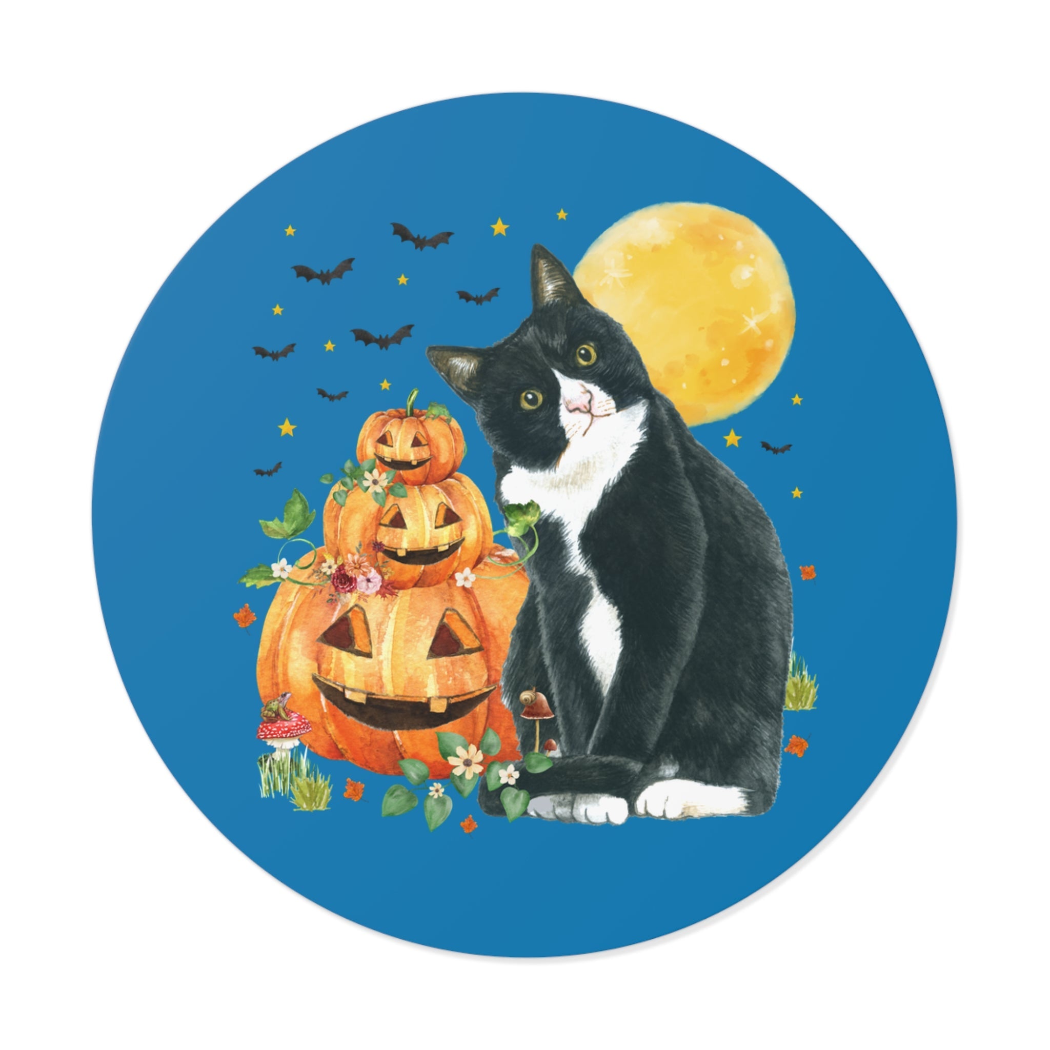Halloween Cat Lover Sticker with Pumpkins and Bats: 90s Aesthetic Goblincore Cat Mom or Cat Dad Sticker for Spooky Season, Animal Lover Gift - Opal and June