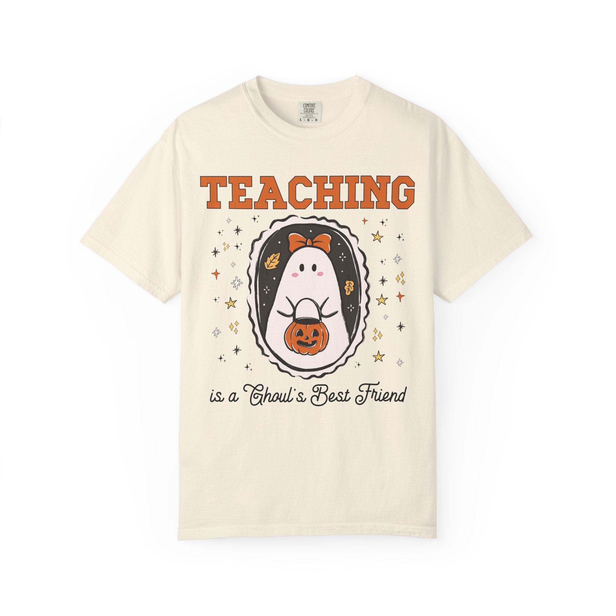 Halloween Teacher T-Shirt for High School Teacher or Middle School Teacher Team, Funny Elementary School Fall Shirt with Stars, Junior High - Opal and June