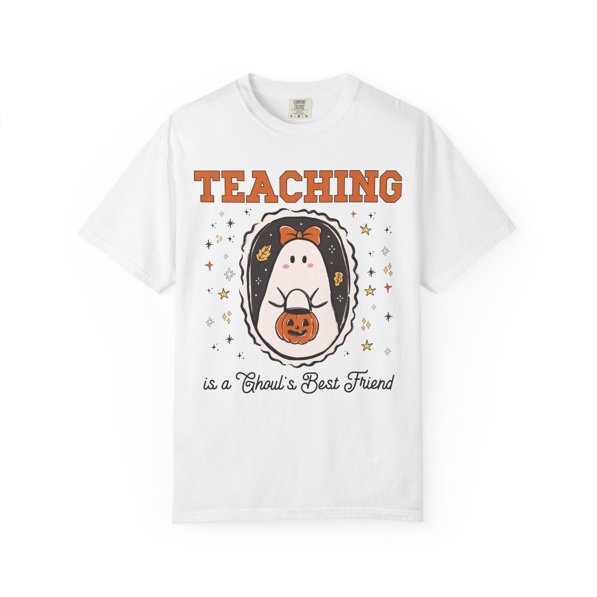 Halloween Teacher T-Shirt for High School Teacher or Middle School Teacher Team, Funny Elementary School Fall Shirt with Stars, Junior High - Opal and June