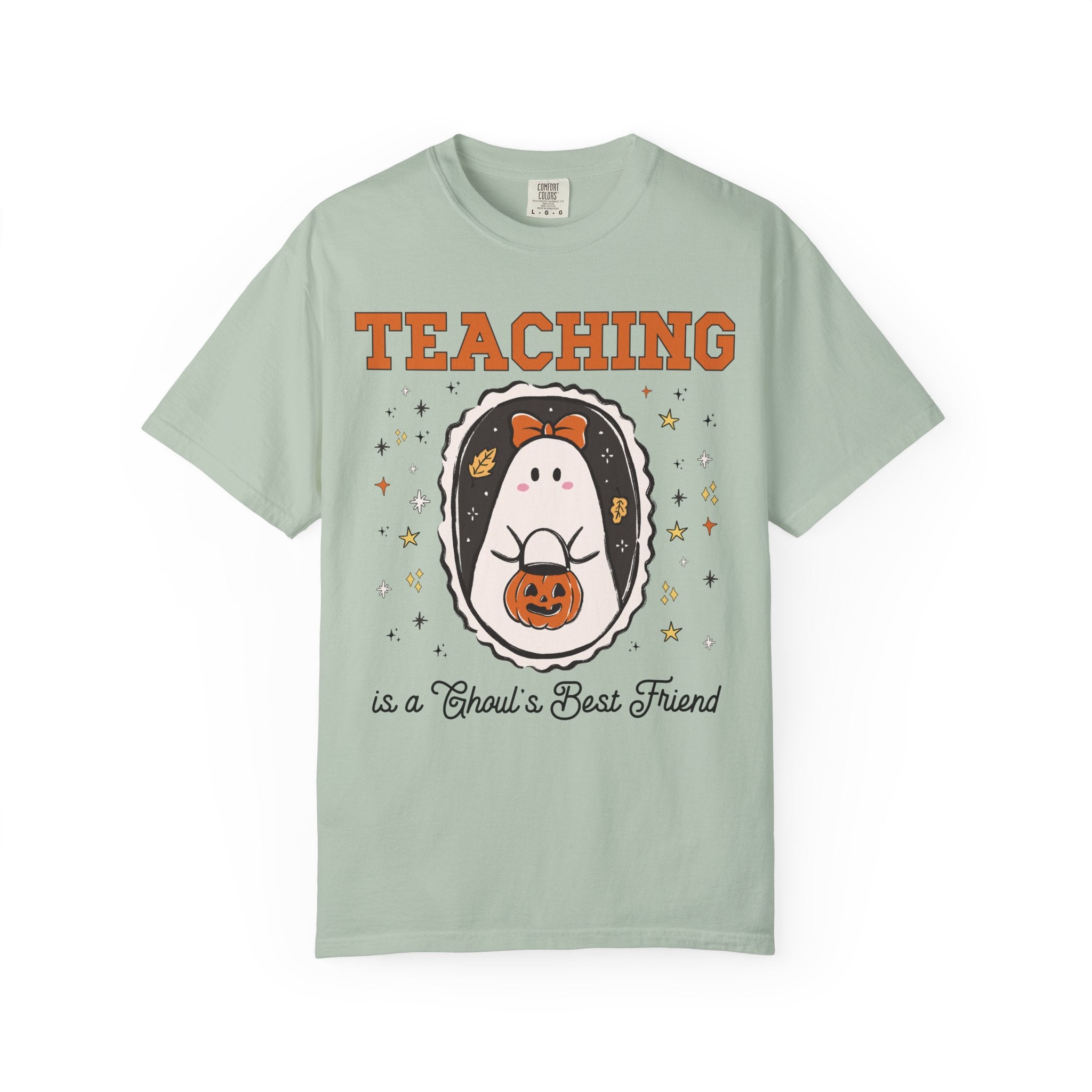 Halloween Teacher T-Shirt for High School Teacher or Middle School Teacher Team, Funny Elementary School Fall Shirt with Stars, Junior High - Opal and June