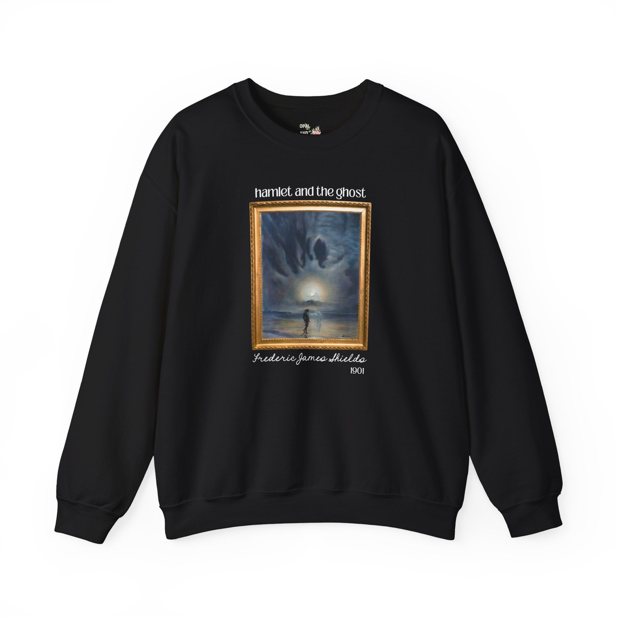Hamlet by William Shakespeare Book Lover Halloween Sweatshirt, Hamlet and the Ghost Painting, Frederick James Shields, Bookish 19th Century - Opal and June