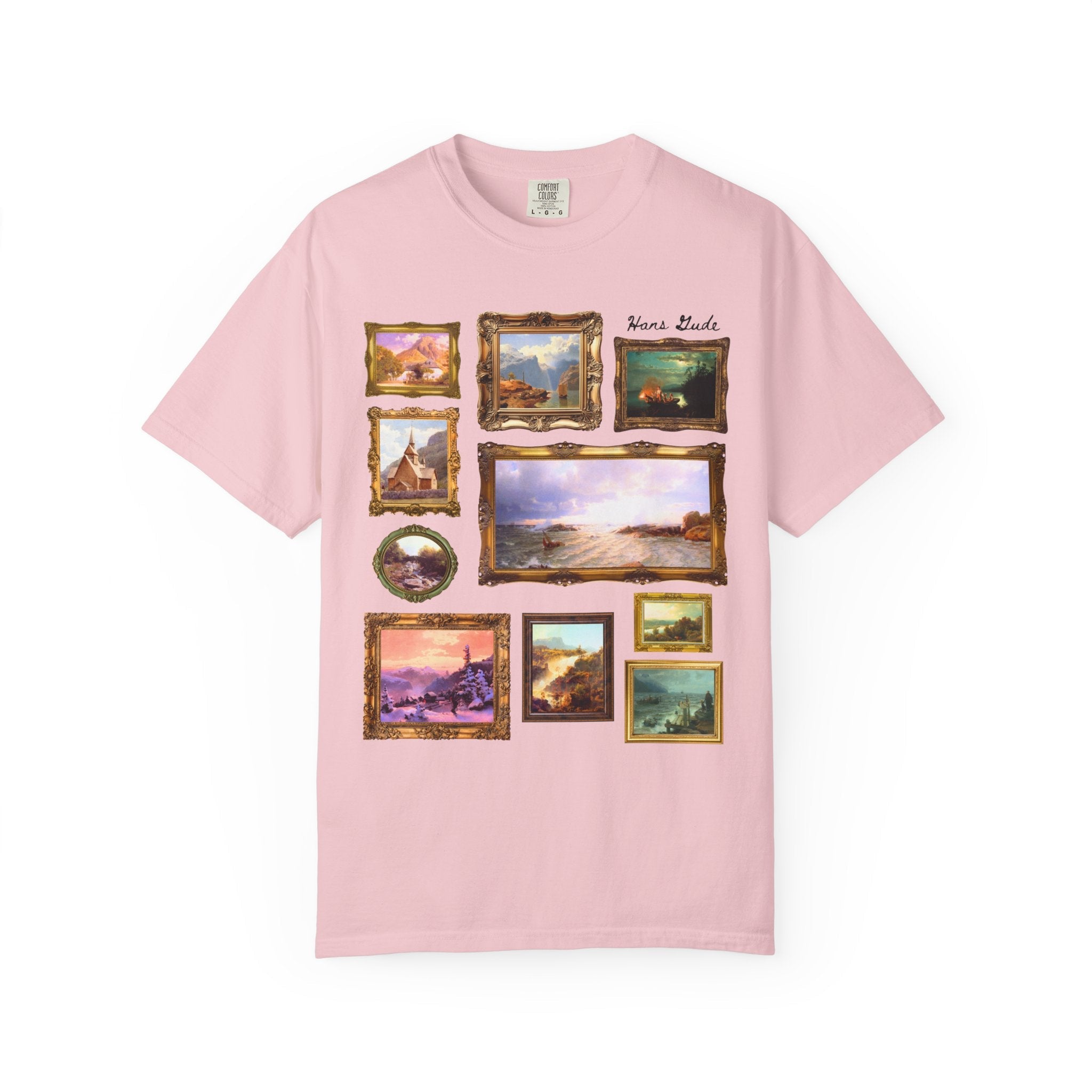 Hans Gude Art History Tee, Norwegian Romantic Nationalism Art Movement, European Art History Lover Gift, Tee of Colorful Landscape Paintings - Opal and June