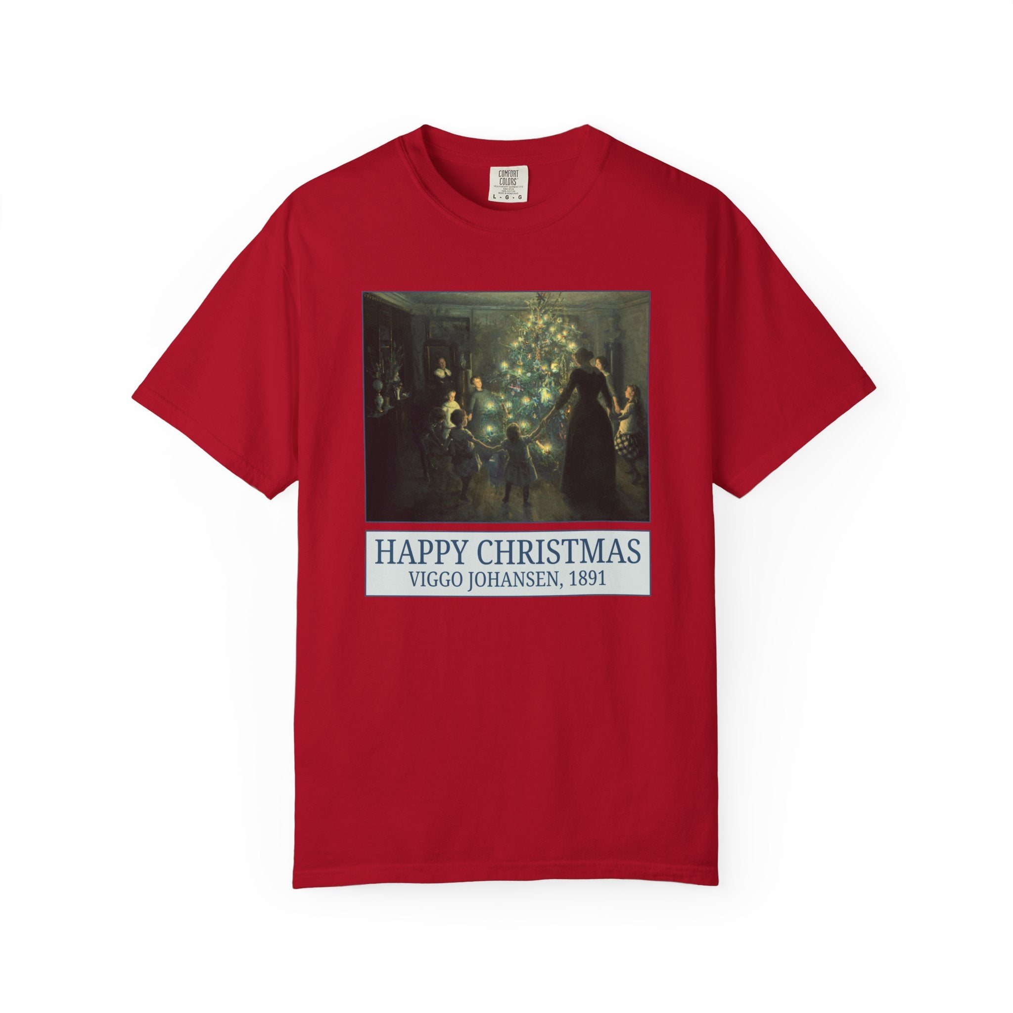 Happy Christmas by Viggo Johansen Art History Lover Gift, Famous Paintings of Christmas, Cute Matching Holiday Tee for Family or Parents - Opal and June