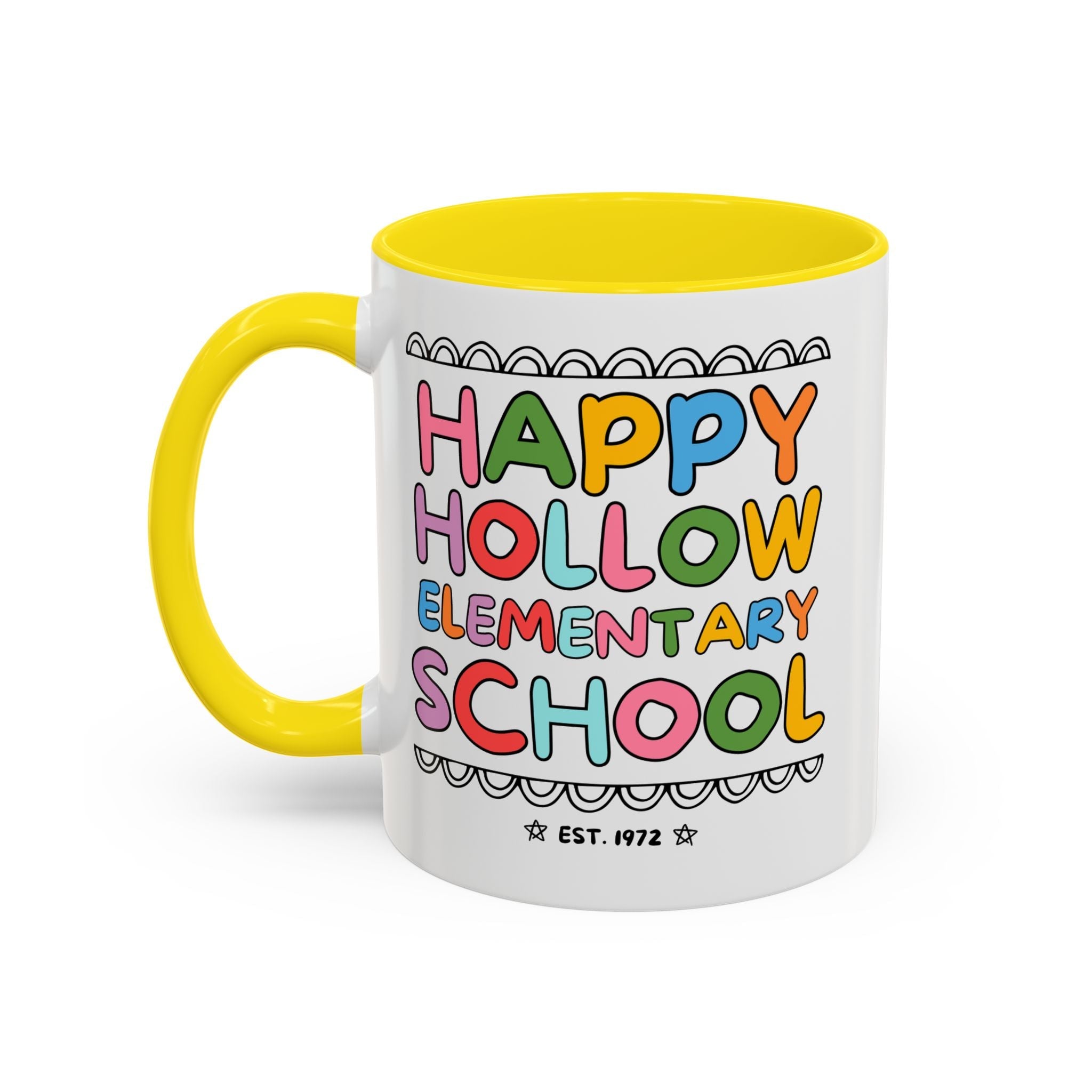 Happy Hollow Elementary 11 Oz Coffee Mug: Rainbow Letters - Opal and June