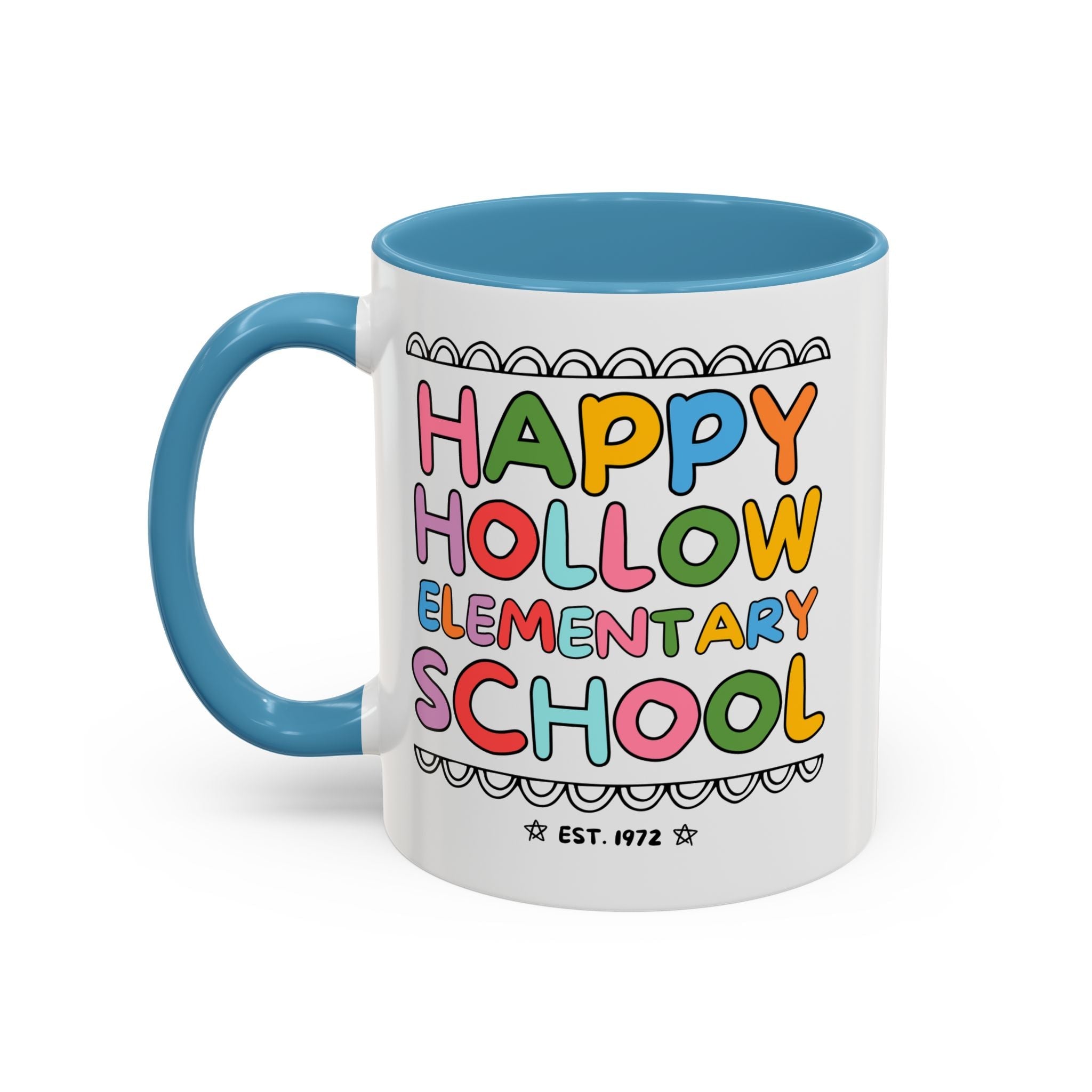 Happy Hollow Elementary 11 Oz Coffee Mug: Rainbow Letters - Opal and June