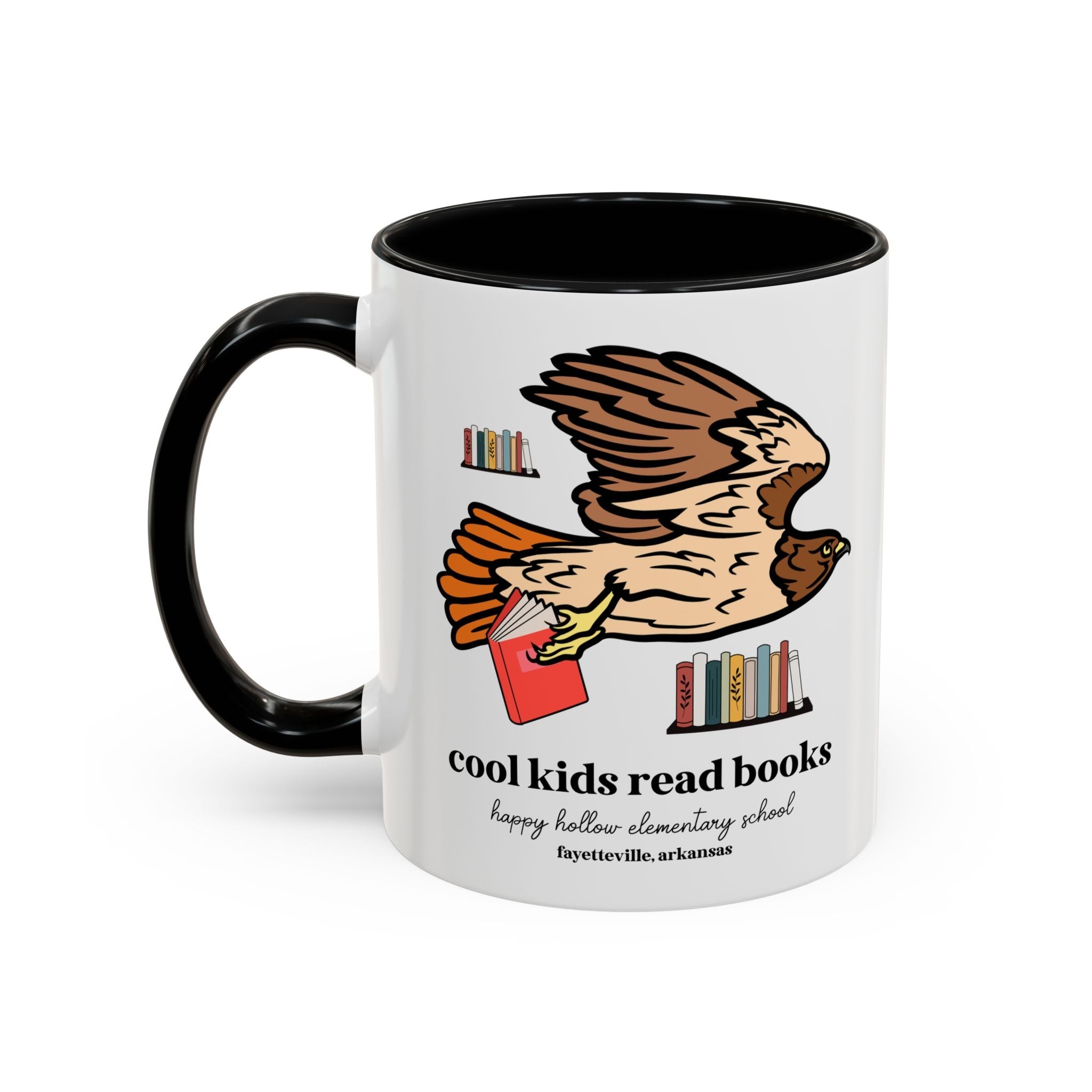 Happy Hollow Elementary School 11 Oz Coffee Mug: Cool Kids Read Books | FPS + Opal and June Coffee Mug, Fayetteville Public Schools - Opal and June