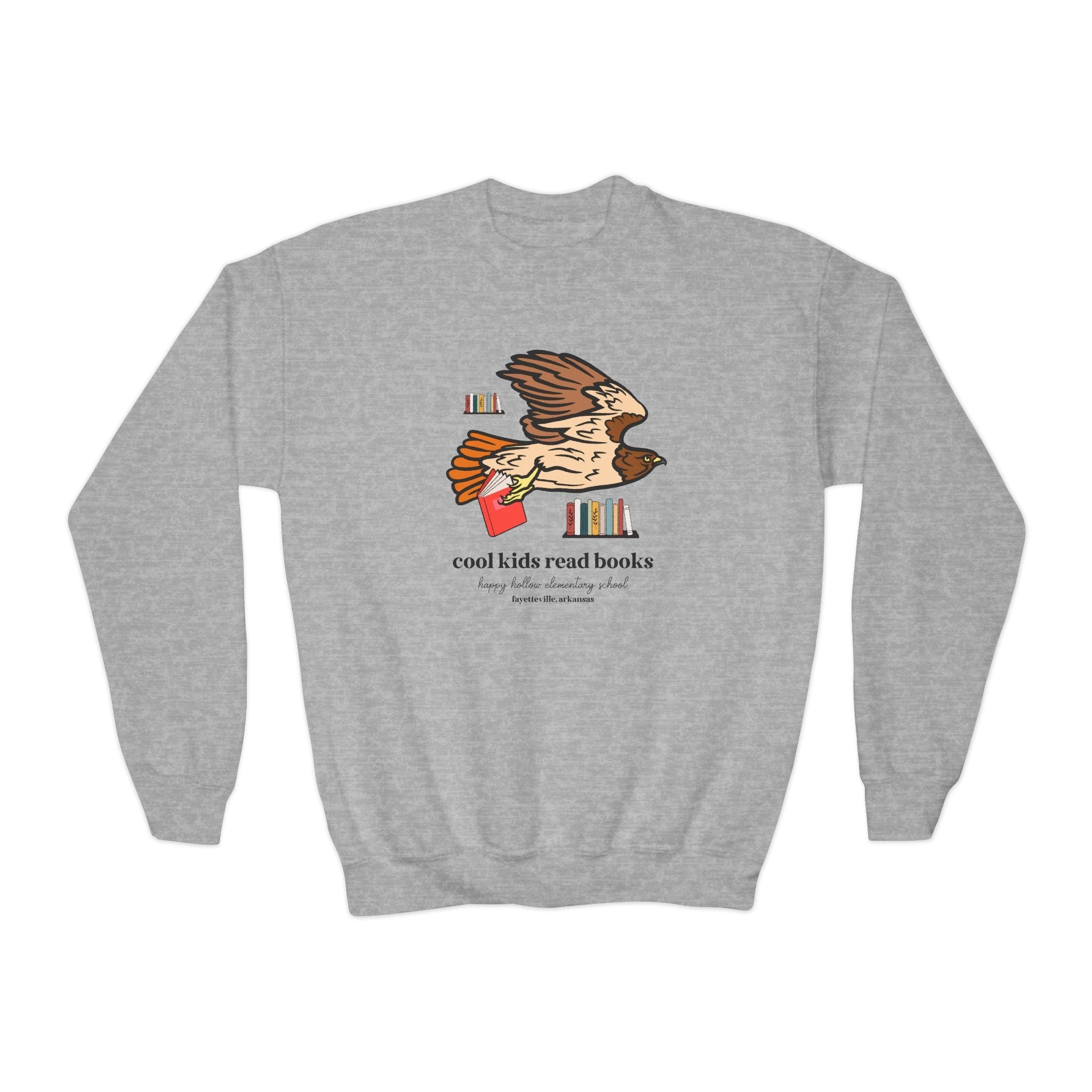 Happy Hollow Elementary School Kids Sweatshirt: Cool Kids Read Books | FPS + Opal and June Kids Sweatshirt, Fayetteville Public Schools - Opal and June