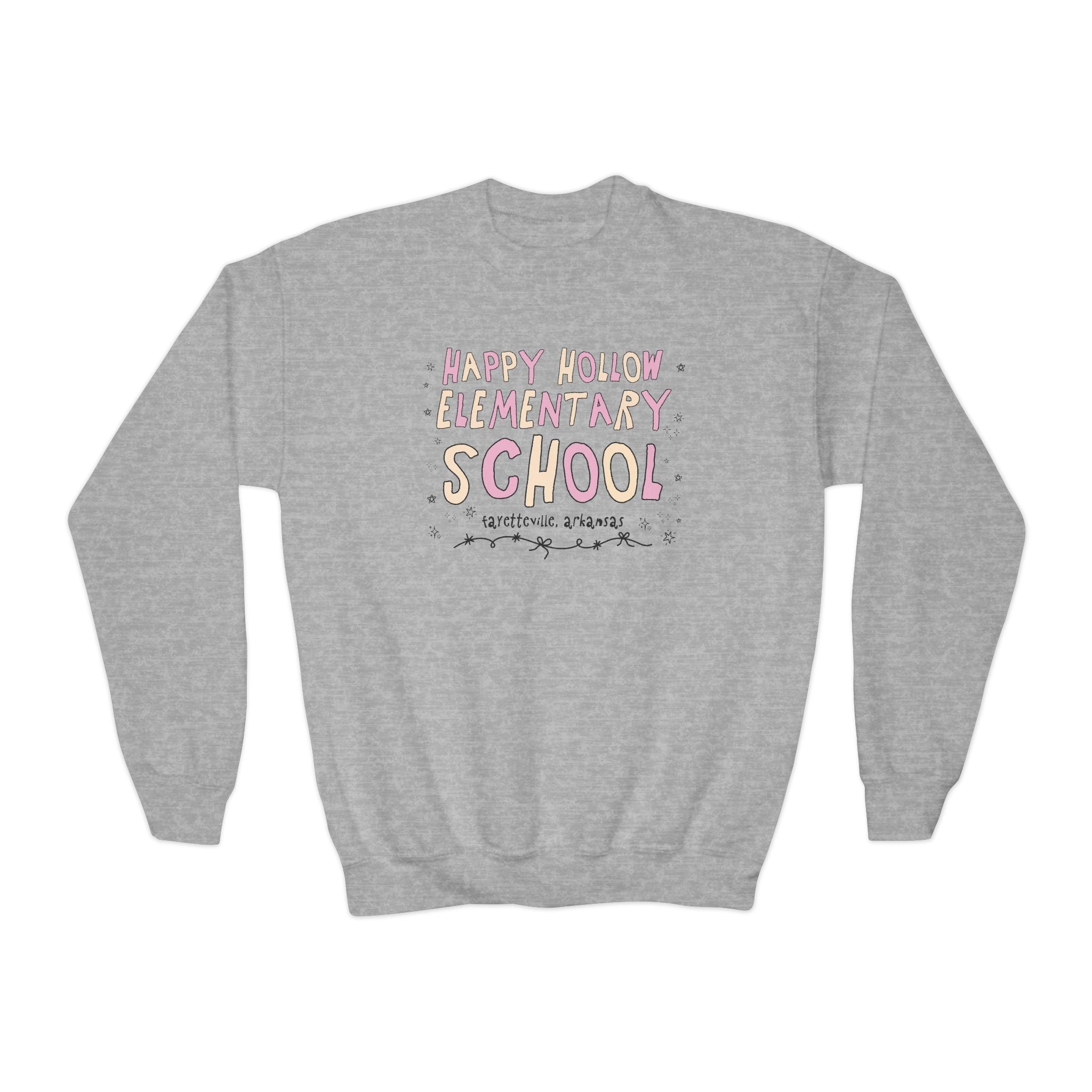 Happy Hollow Elementary School Kids Sweatshirt: Pink and Beige - Opal and June