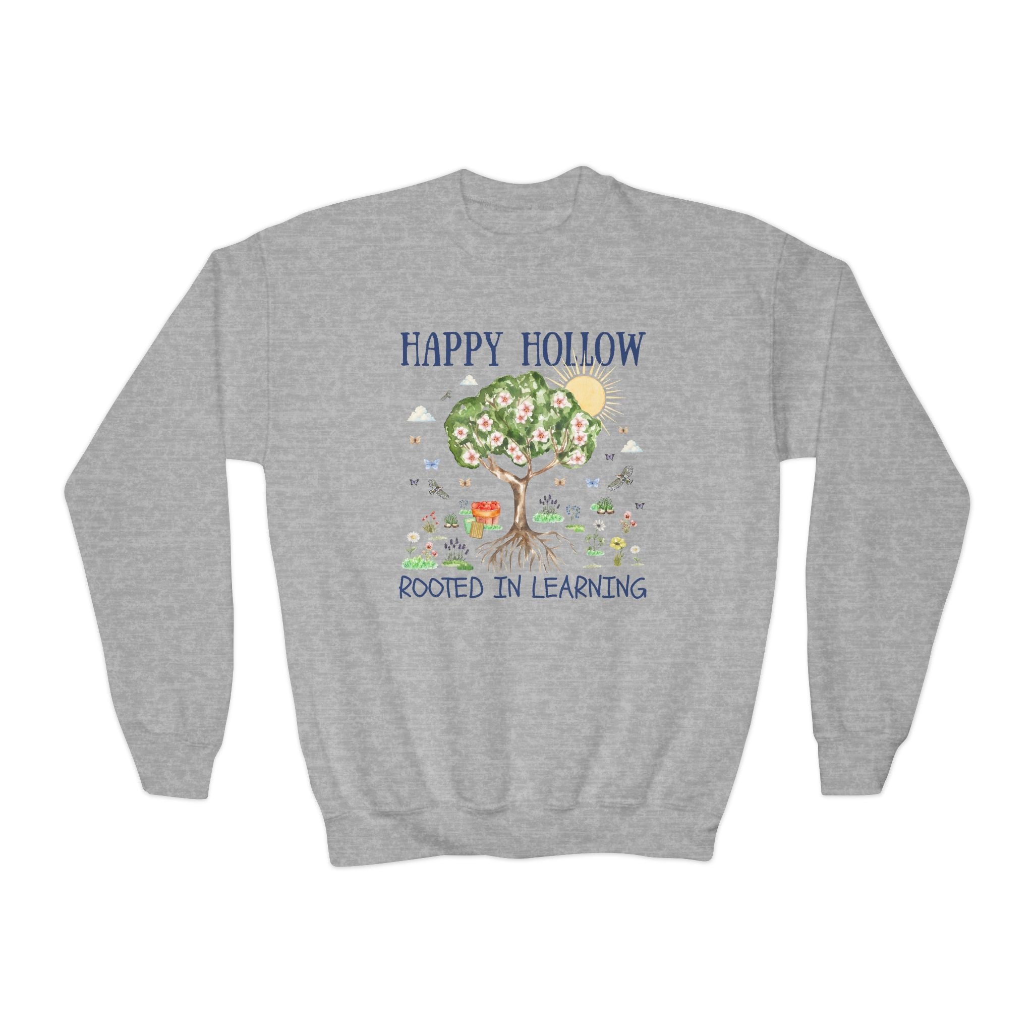Happy Hollow Elementary School Kids Sweatshirt: Rooted in Learning | FPS + Opal and June Kids Sweatshirt, Fayetteville Public Schools - Opal and June