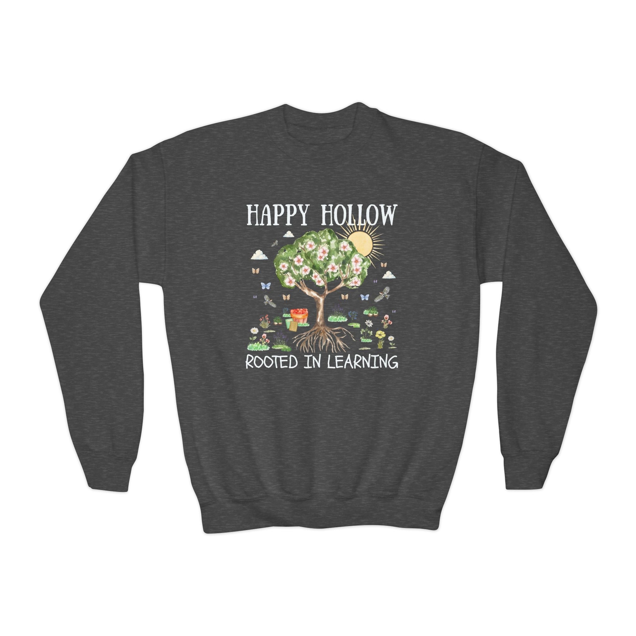 Happy Hollow Elementary School Kids Sweatshirt: Rooted in Learning | FPS + Opal and June Kids Sweatshirt, Fayetteville Public Schools - Opal and June