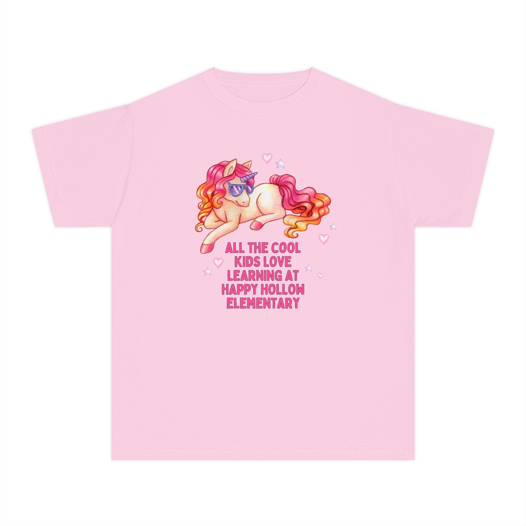 Happy Hollow Elementary School Kids Tee Shirt: Cool Kids Unicorn | FPS + Opal and June T-Shirt, Fayetteville Public Schools - Opal and June