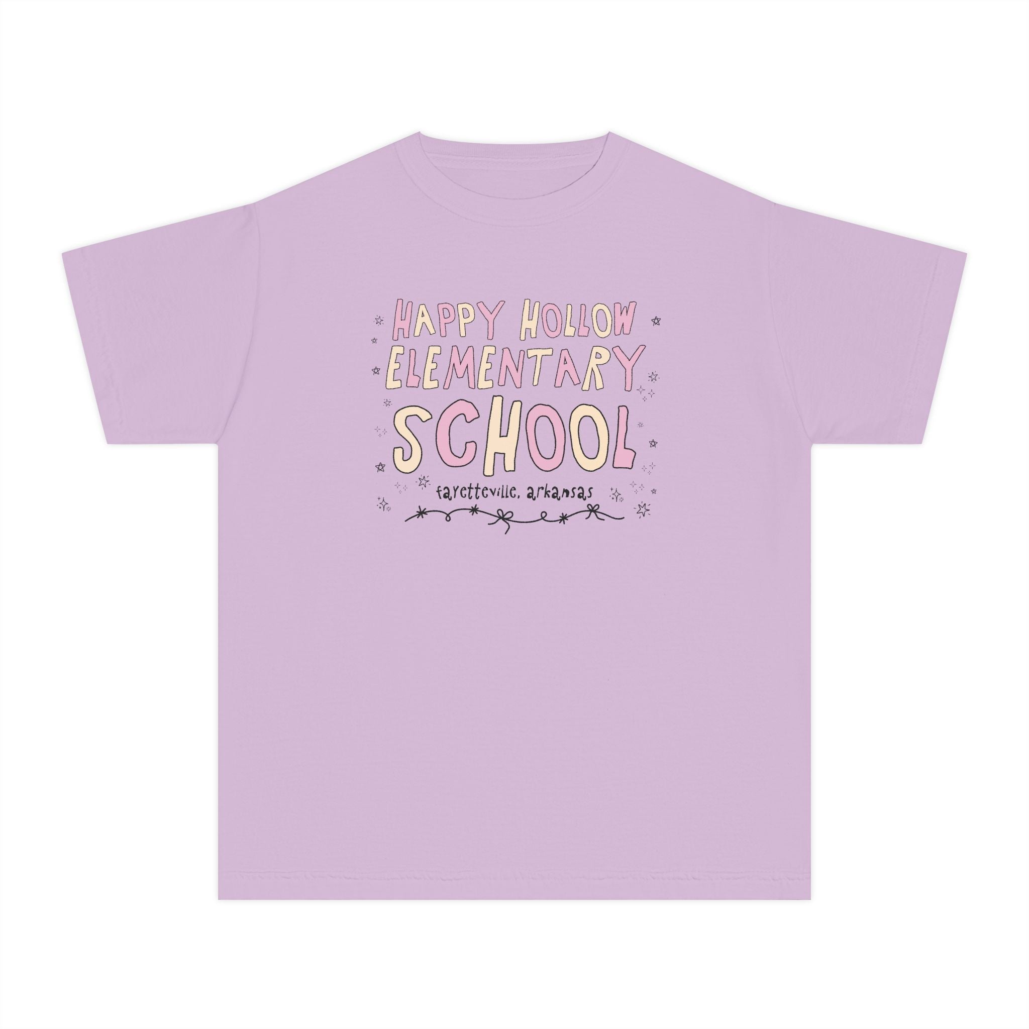 Happy Hollow Elementary School Kids Tee Shirt: Pink and Beig - Opal and June