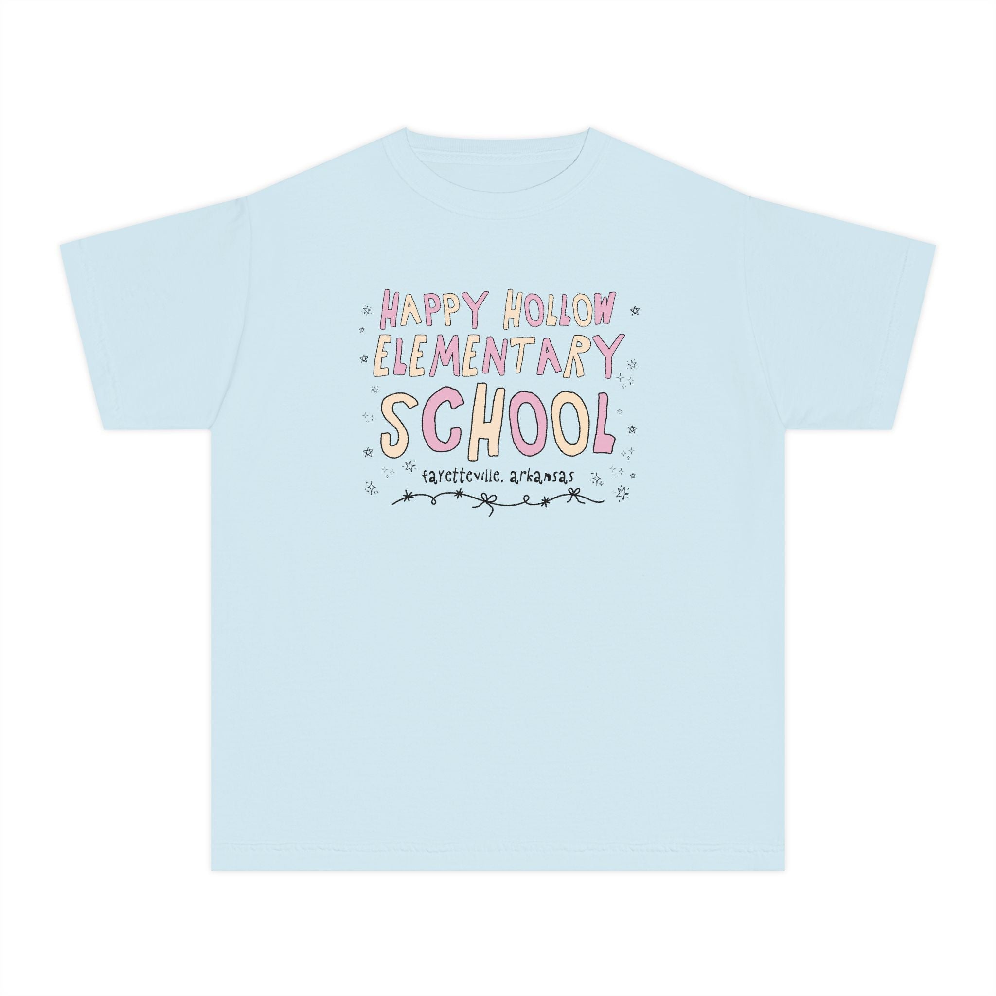 Happy Hollow Elementary School Kids Tee Shirt: Pink and Beig - Opal and June