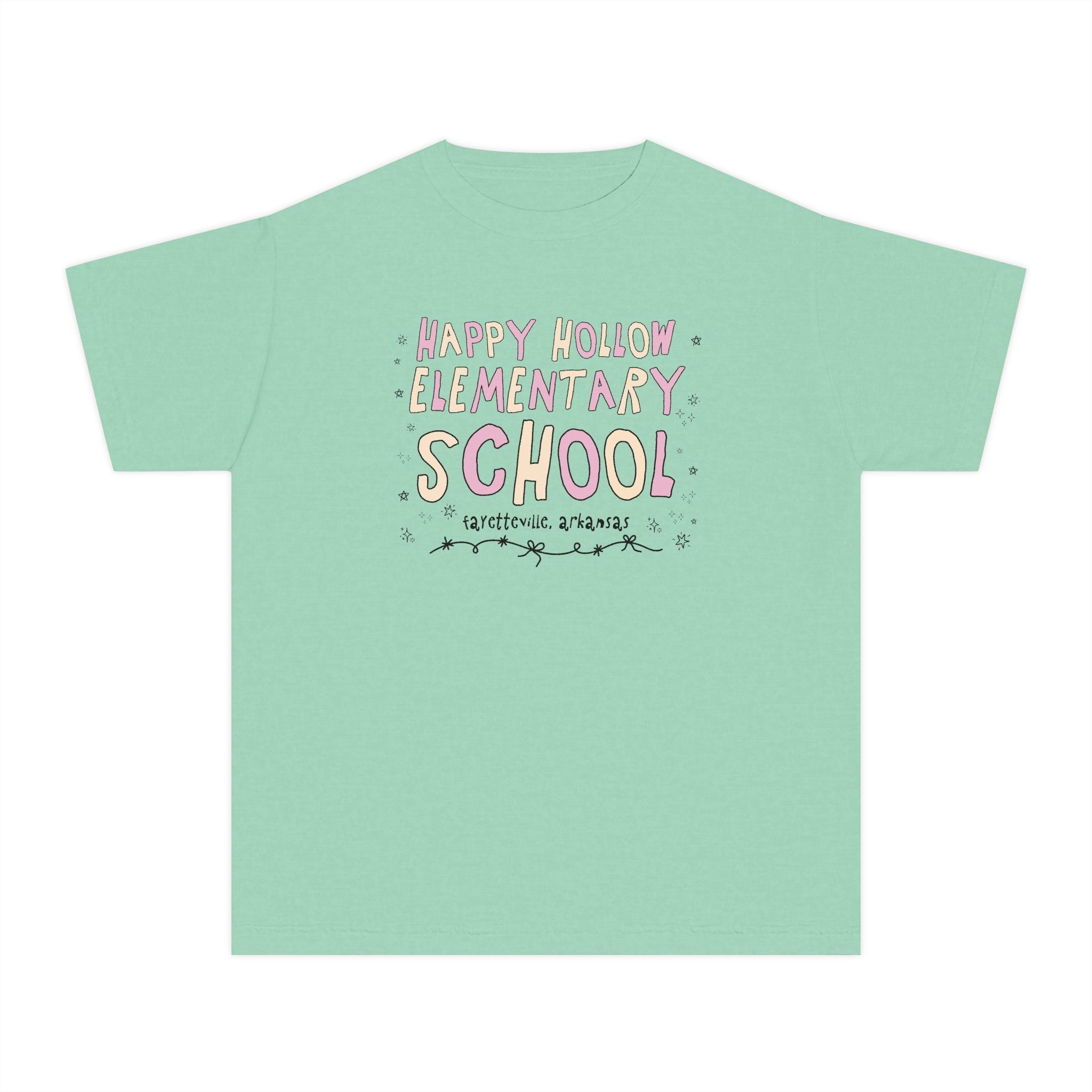 Happy Hollow Elementary School Kids Tee Shirt: Pink and Beig - Opal and June