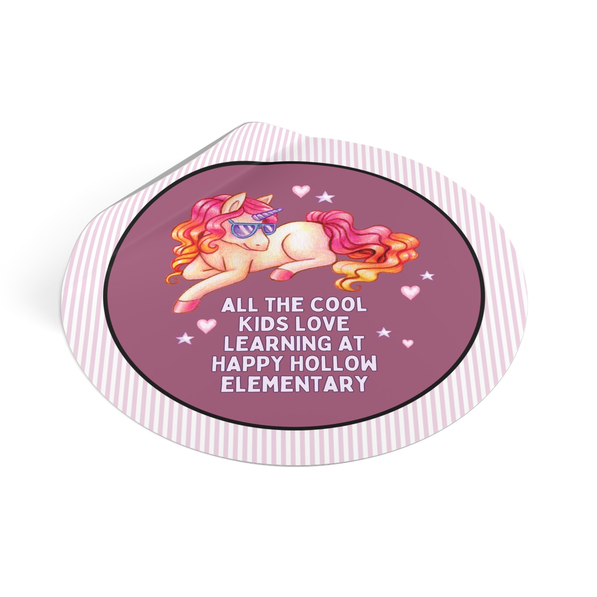 Happy Hollow Elementary School Sticker: Cool Kids Unicorn | FPS + Opal and June Sticker, Fayetteville Public Schools - Opal and June