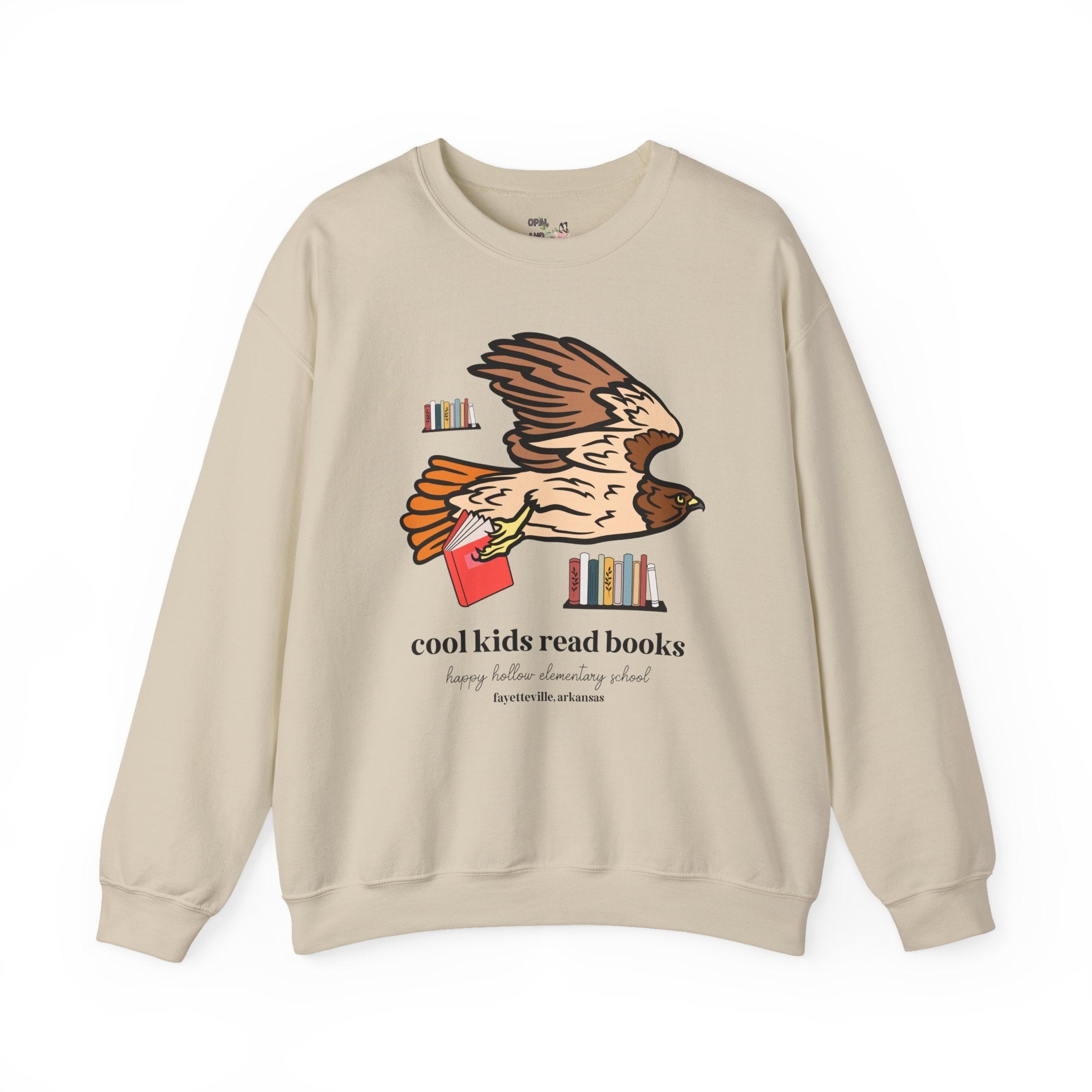 Happy Hollow Elementary School Sweatshirt: Cool Kids Read Books | FPS + Opal and June Sweatshirt, Fayetteville Public Schools - Opal and June