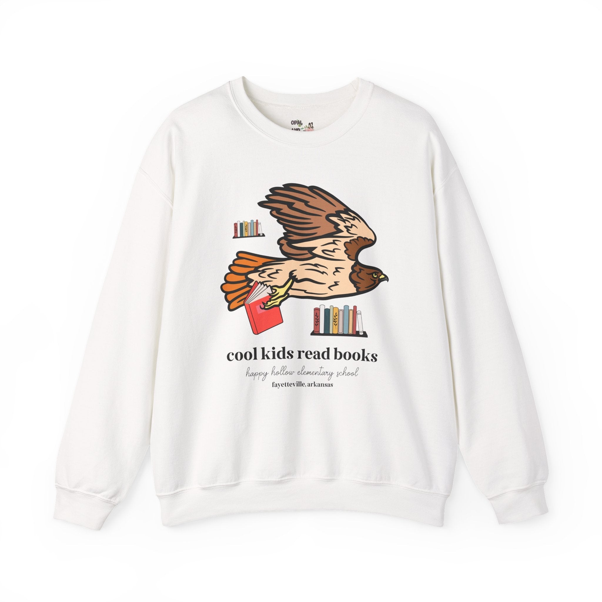 Happy Hollow Elementary School Sweatshirt: Cool Kids Read Books | FPS + Opal and June Sweatshirt, Fayetteville Public Schools - Opal and June