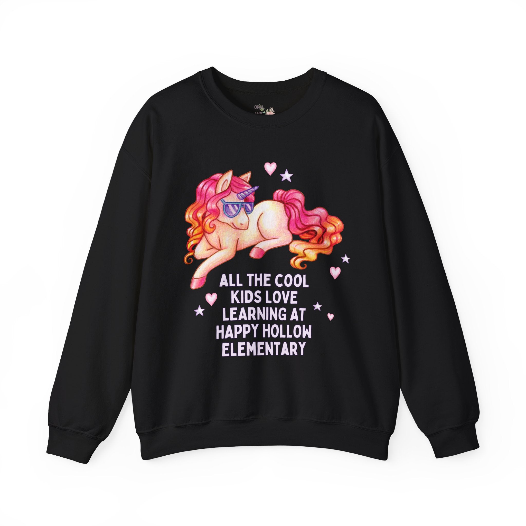 Happy Hollow Elementary School Sweatshirt: Cool Kids Unicorn | FPS + Opal and June Sweatshirt, Fayetteville Public Schools - Opal and June