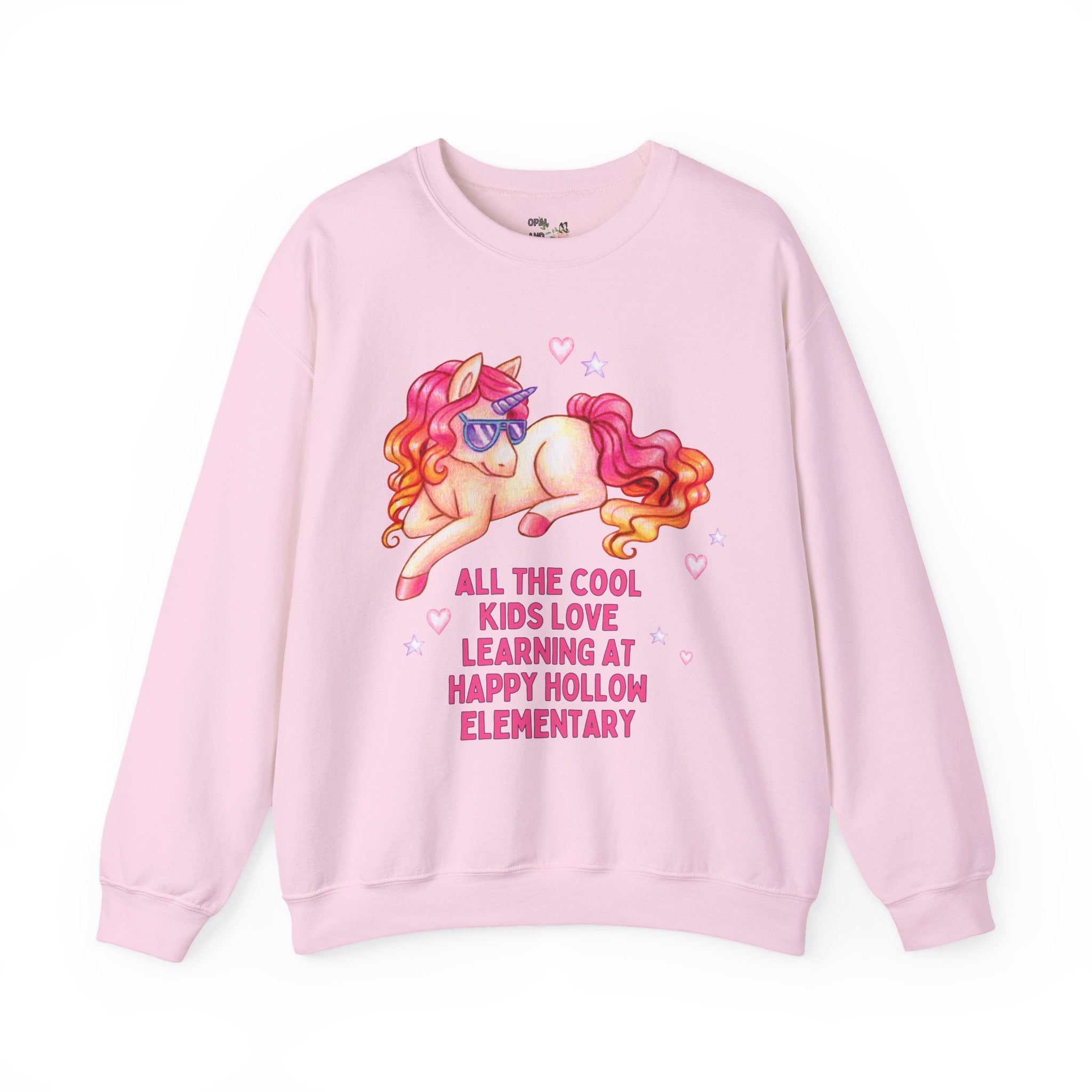 Happy Hollow Elementary School Sweatshirt: Cool Kids Unicorn | FPS + Opal and June Sweatshirt, Fayetteville Public Schools - Opal and June