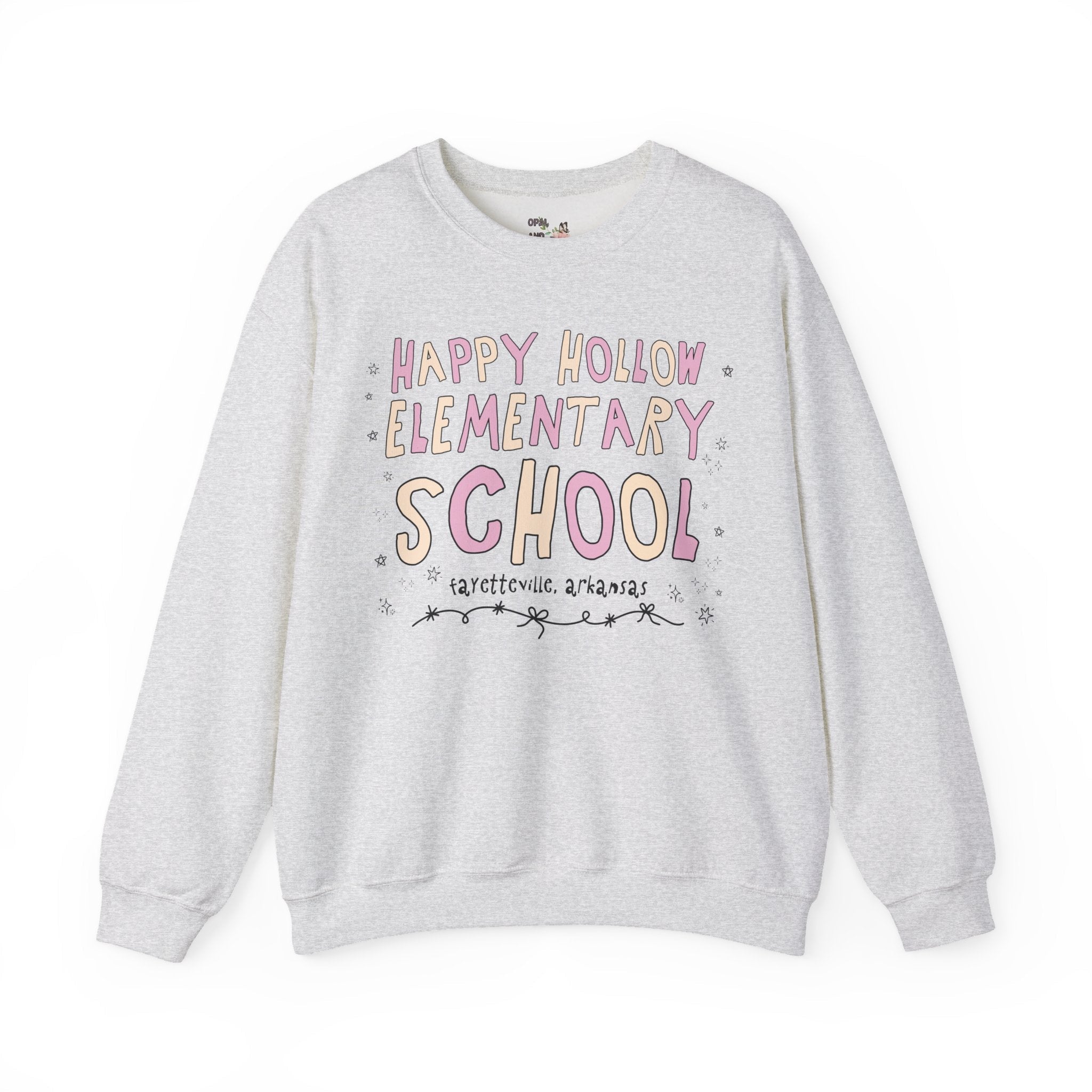 Happy Hollow Elementary School Sweatshirt: Pink and Beige - Opal and June
