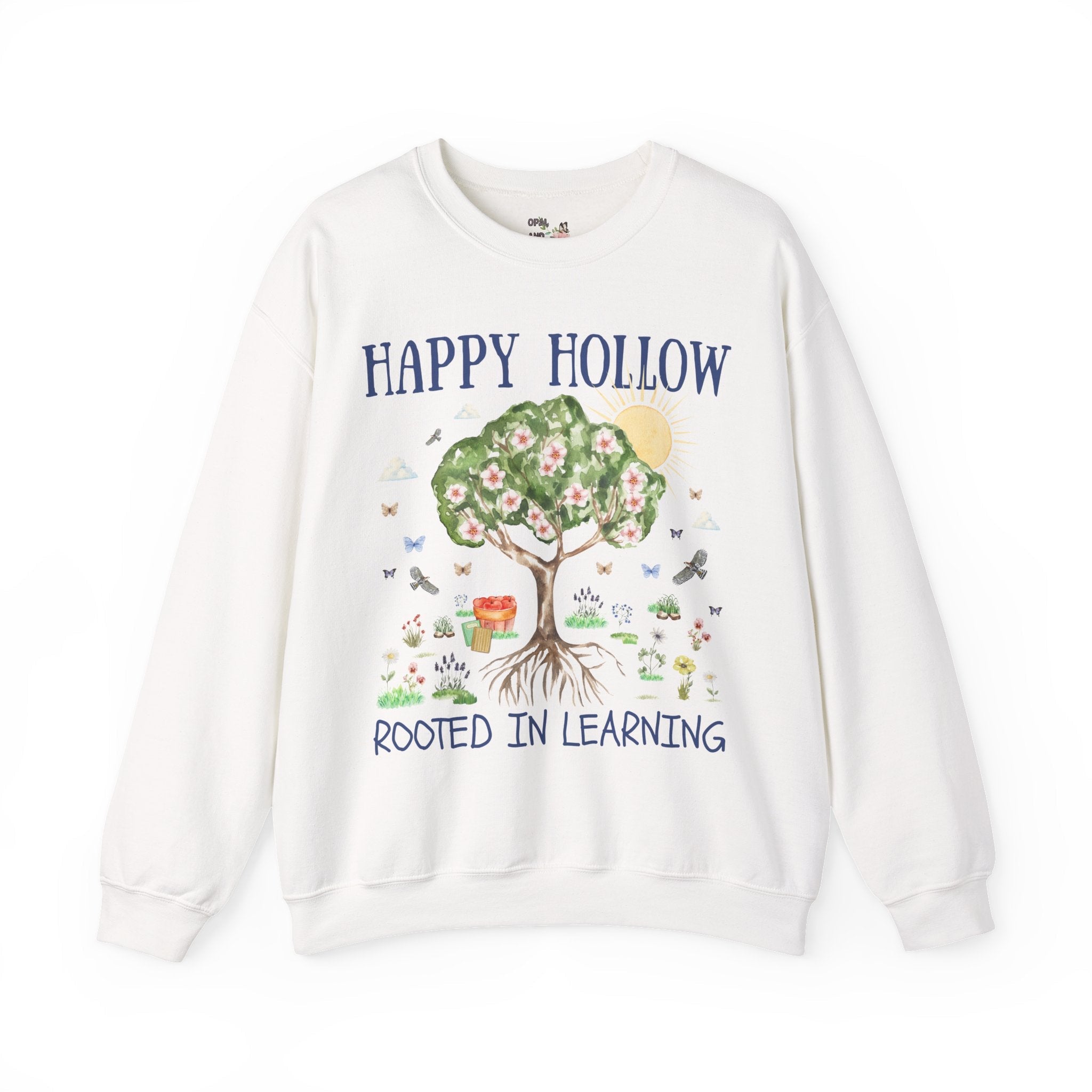Happy Hollow Elementary School Sweatshirt: Rooted in Learning | FPS + Opal and June Sweatshirt, Fayetteville Public Schools - Opal and June