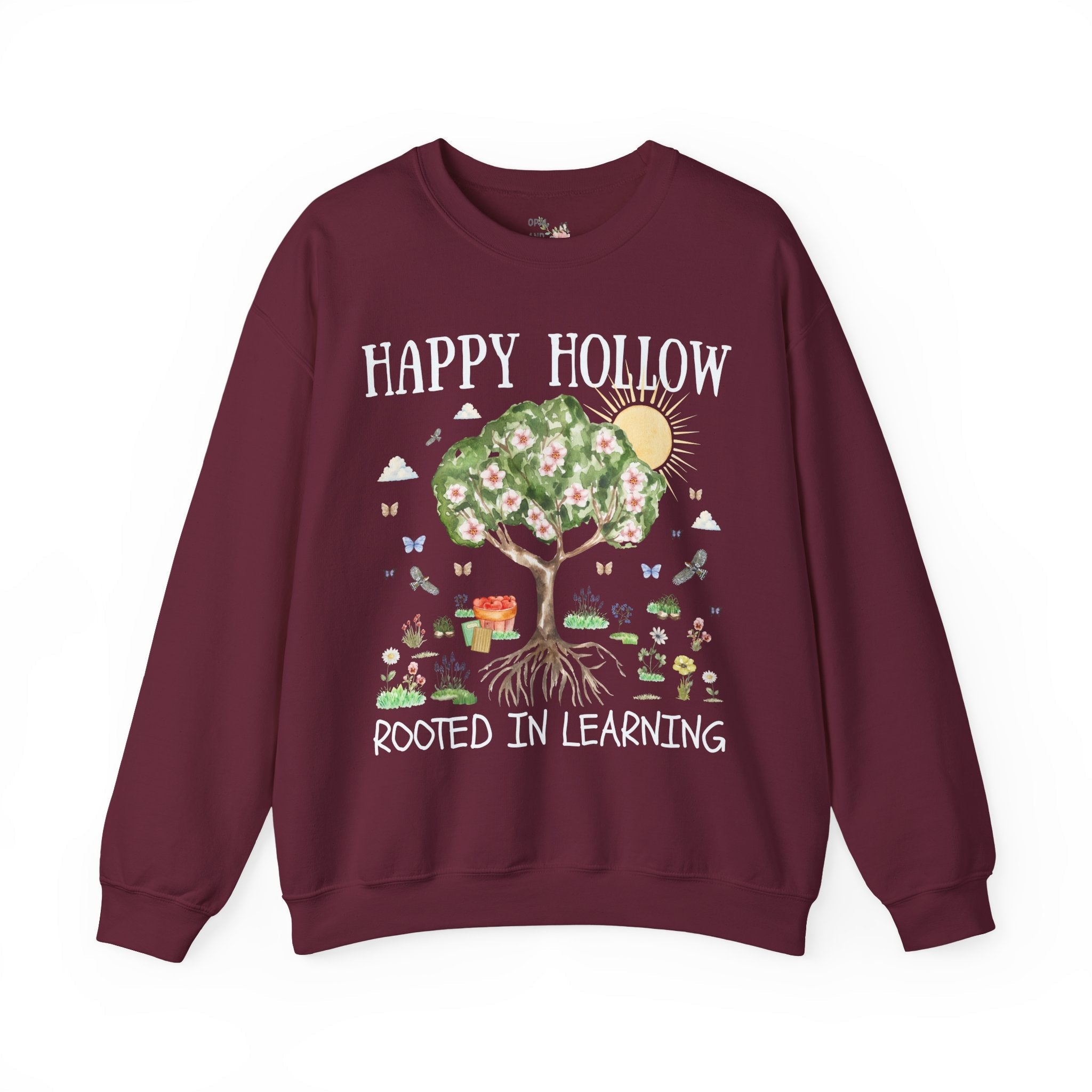 Happy Hollow Elementary School Sweatshirt: Rooted in Learning | FPS + Opal and June Sweatshirt, Fayetteville Public Schools - Opal and June
