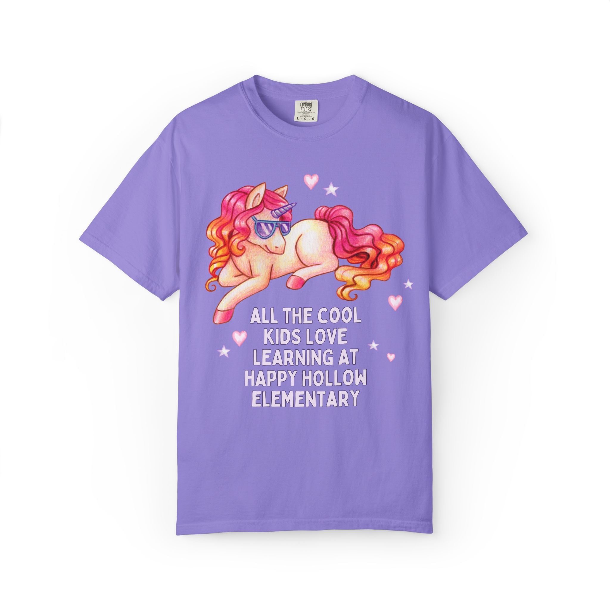Happy Hollow Elementary School Tee Shirt: Cool Kids Unicorn | FPS + Opal and June T-Shirt, Fayetteville Public Schools - Opal and June
