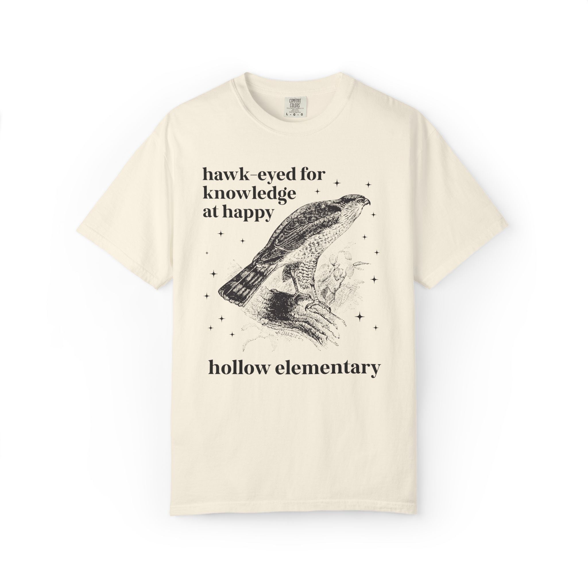 Happy Hollow Elementary School Tee Shirt: Hawk Eyed for Knowledge | FPS + Opal and June T-Shirt, Fayetteville Public Schools - Opal and June