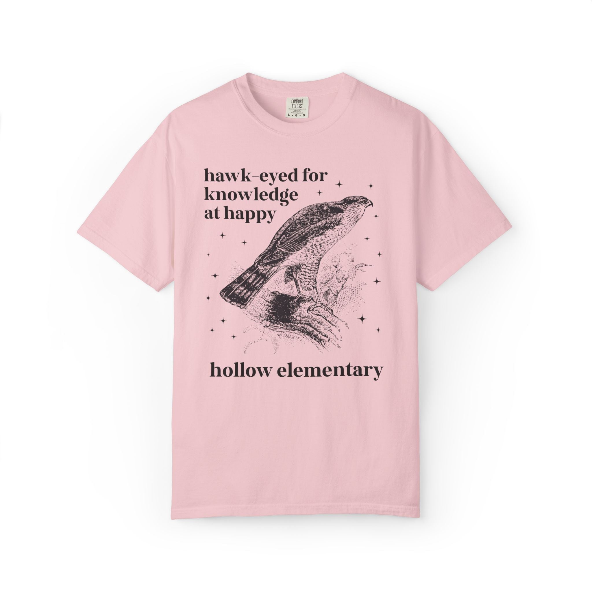 Happy Hollow Elementary School Tee Shirt: Hawk Eyed for Knowledge | FPS + Opal and June T-Shirt, Fayetteville Public Schools - Opal and June
