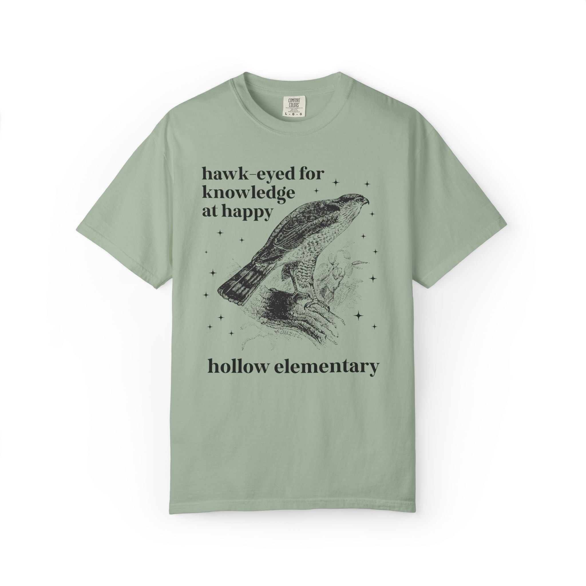 Happy Hollow Elementary School Tee Shirt: Hawk Eyed for Knowledge | FPS + Opal and June T-Shirt, Fayetteville Public Schools - Opal and June