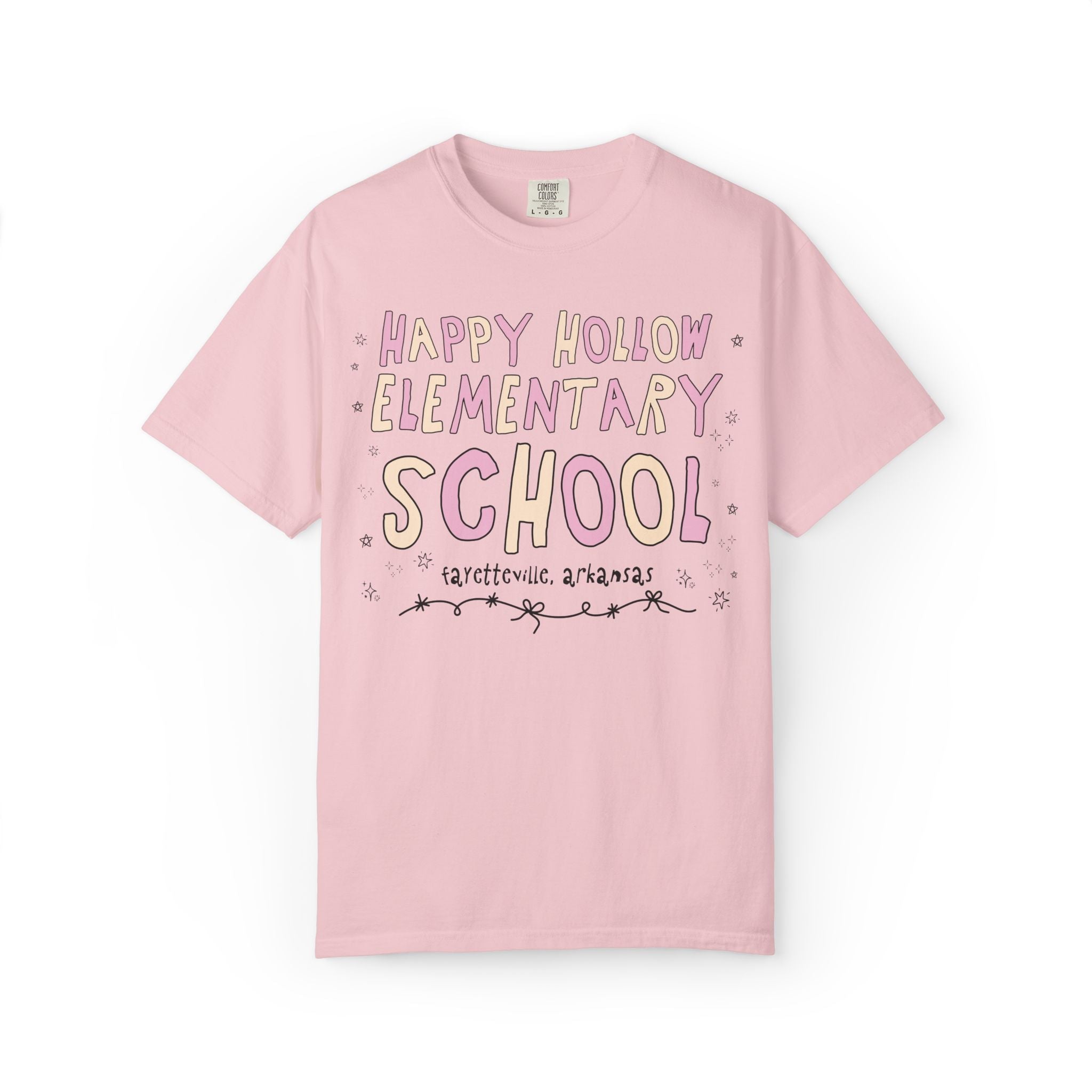 Happy Hollow Elementary School Tee Shirt: Pink and Beige - Opal and June
