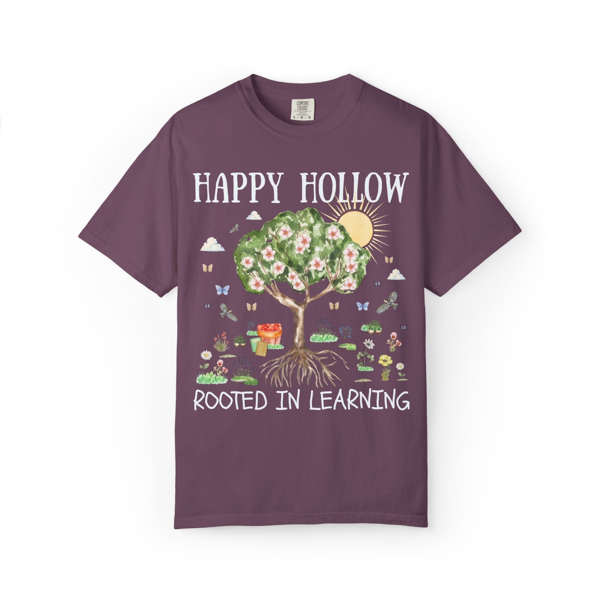 Happy Hollow Elementary School Tee Shirt: Rooted in Learning | FPS + Opal and June Tee Shirt, Fayetteville Public Schools - Opal and June
