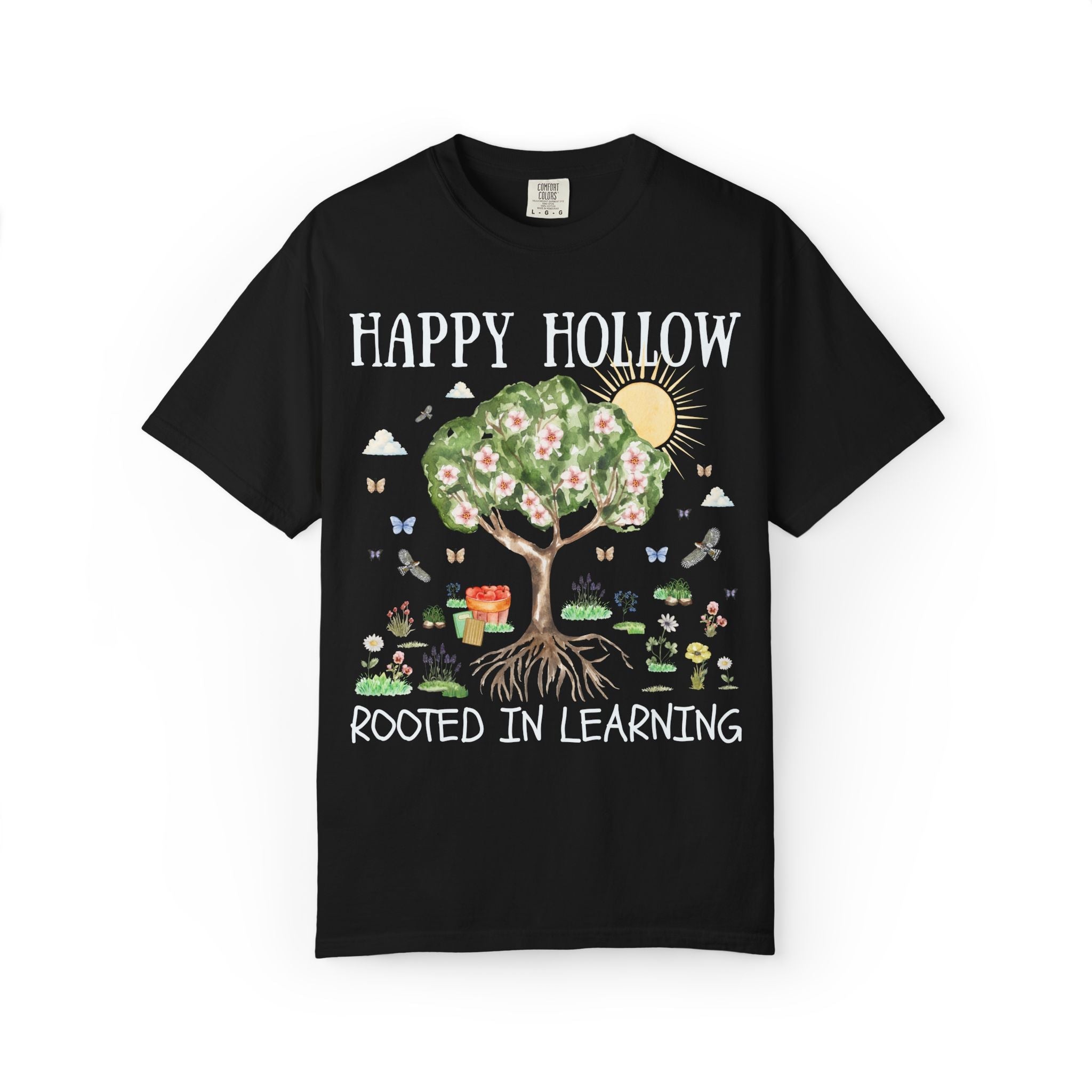 Happy Hollow Elementary School Tee Shirt: Rooted in Learning | FPS + Opal and June Tee Shirt, Fayetteville Public Schools - Opal and June